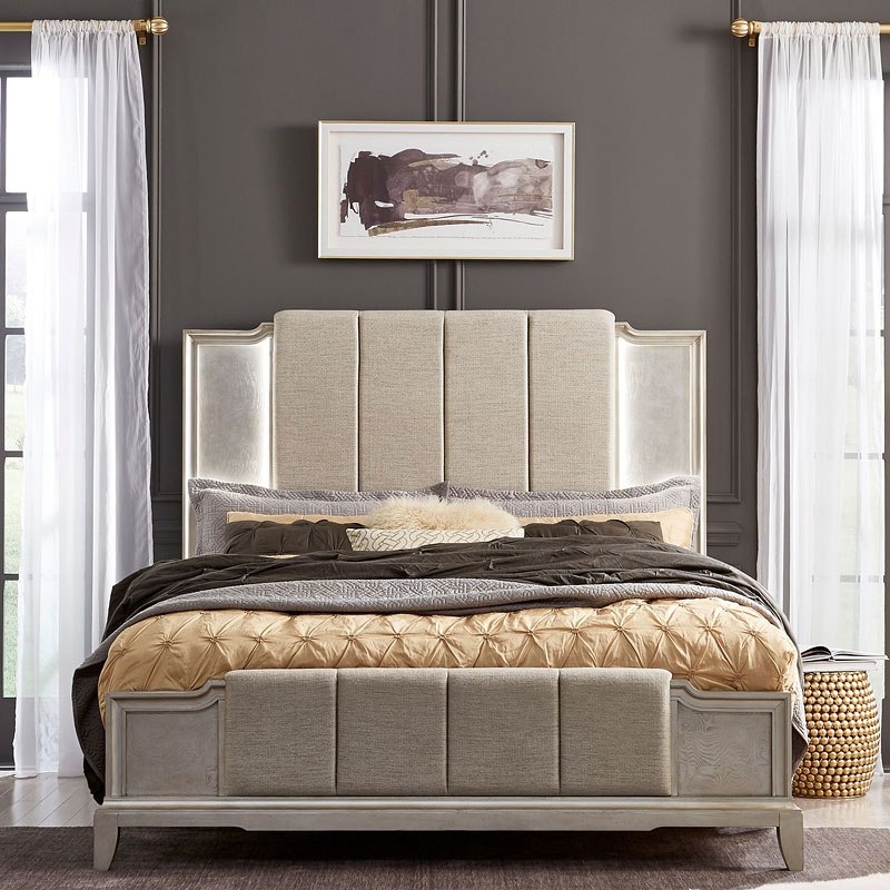 SM Montage Fabric/Wood Panel Bed w/LED Touch Lighting