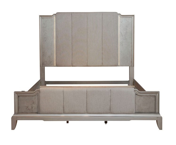 SM Montage Fabric/Wood Panel Bedroom Set w/LED Touch Lighting