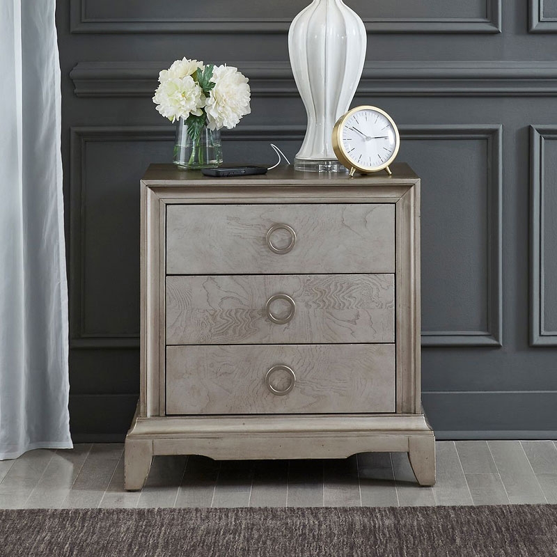 SM Montage Wood 3 Drawer Nightstand w/USB
