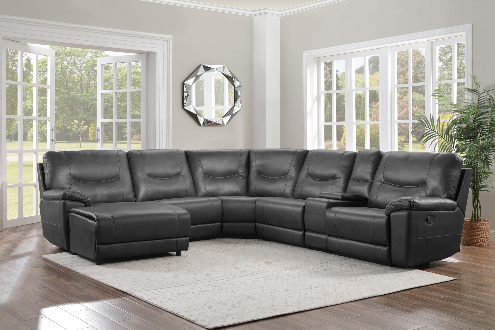 Columbus Leatherette Modular Reclining Sectional