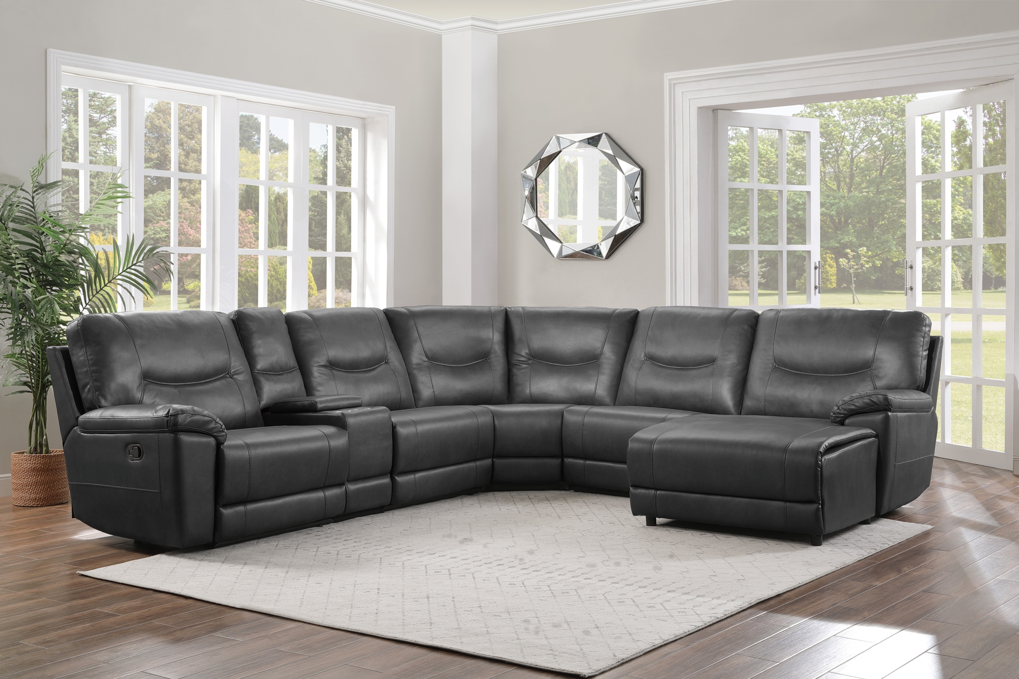 Columbus Leatherette Modular Reclining Sectional