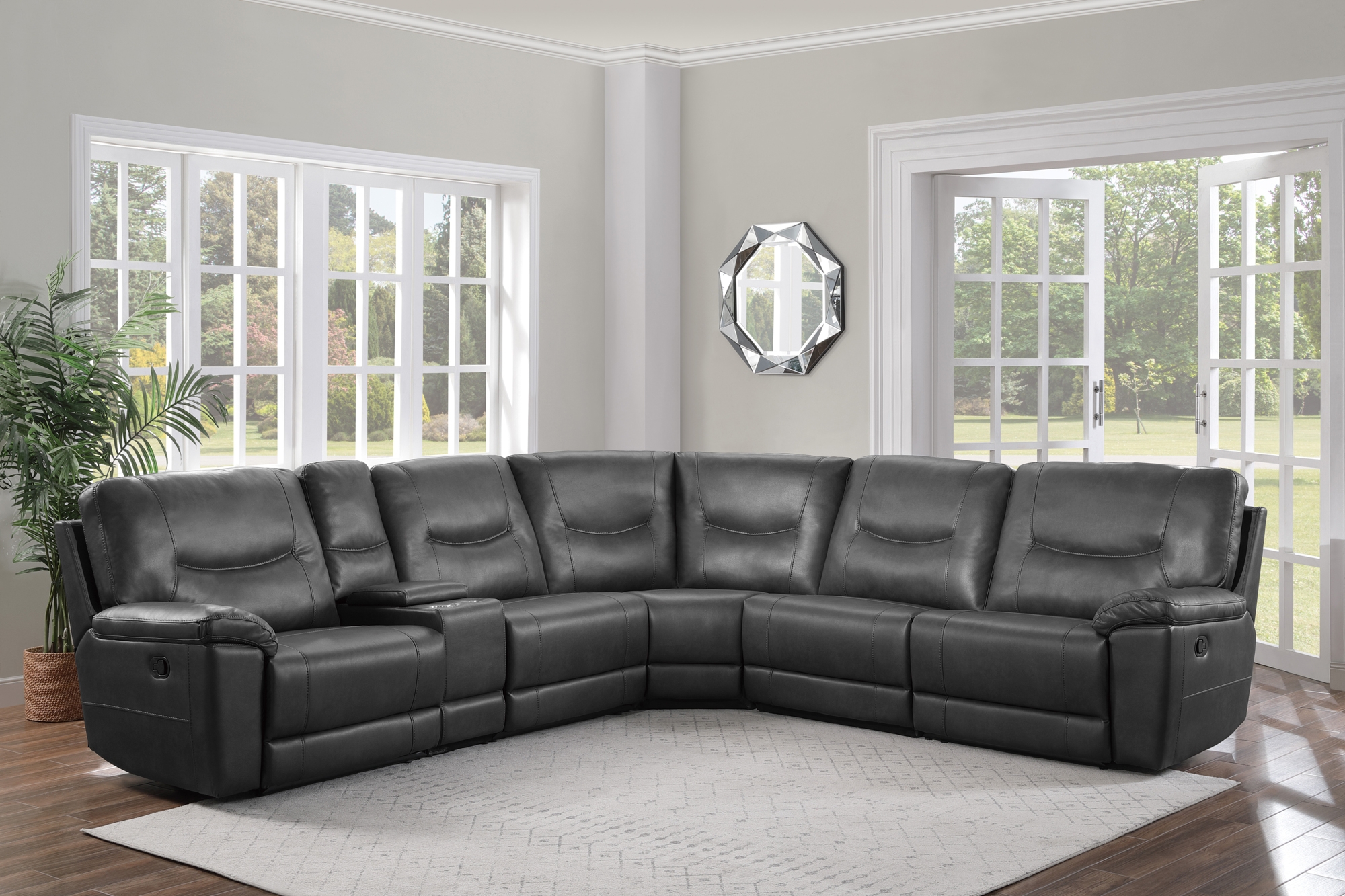 Columbus Leatherette Modular Reclining Sectional