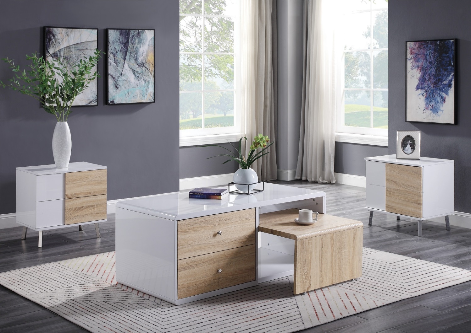 Verux Rectangular End Table w/2 Drawers