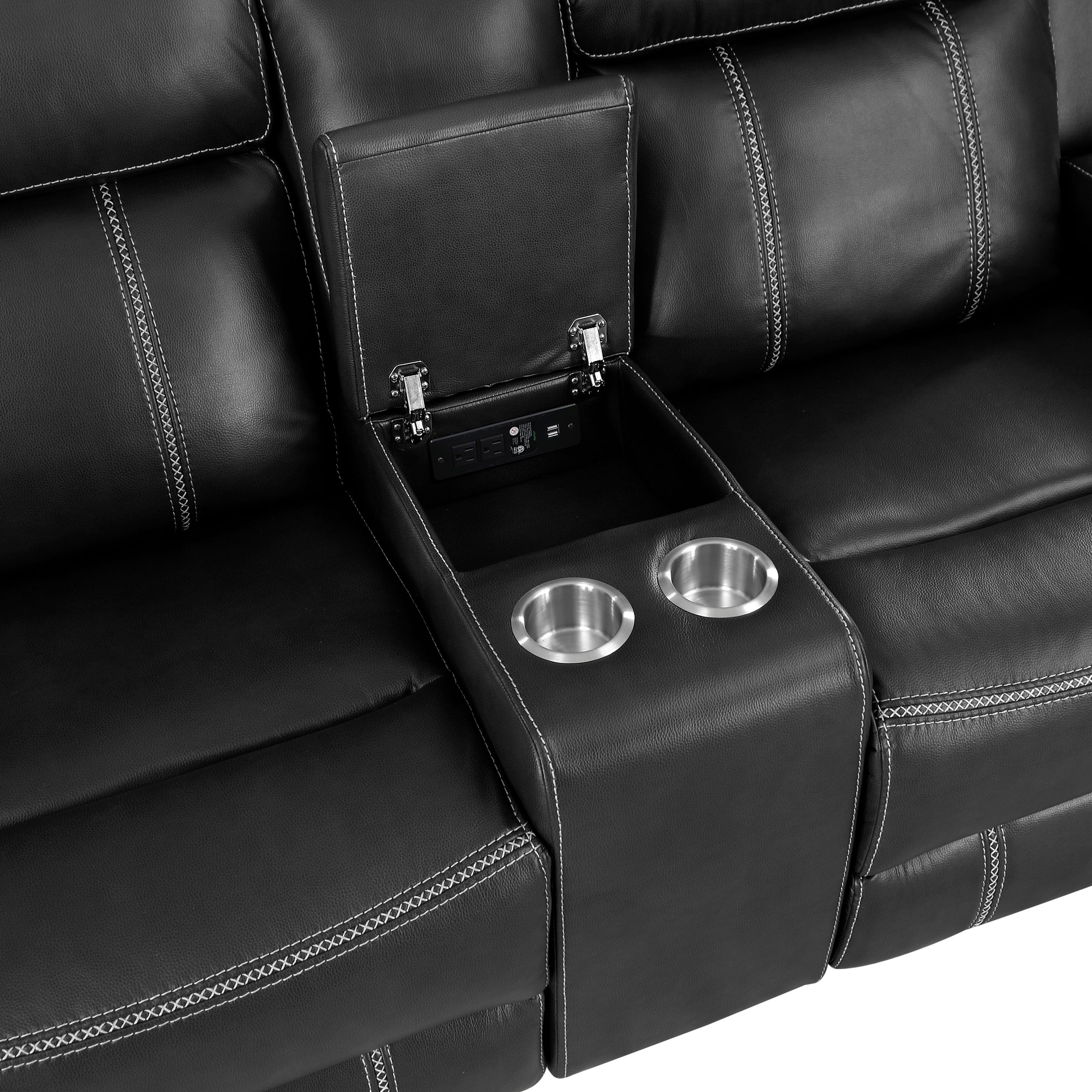 Littleton Faux Leather Double Reclining Living Room Set