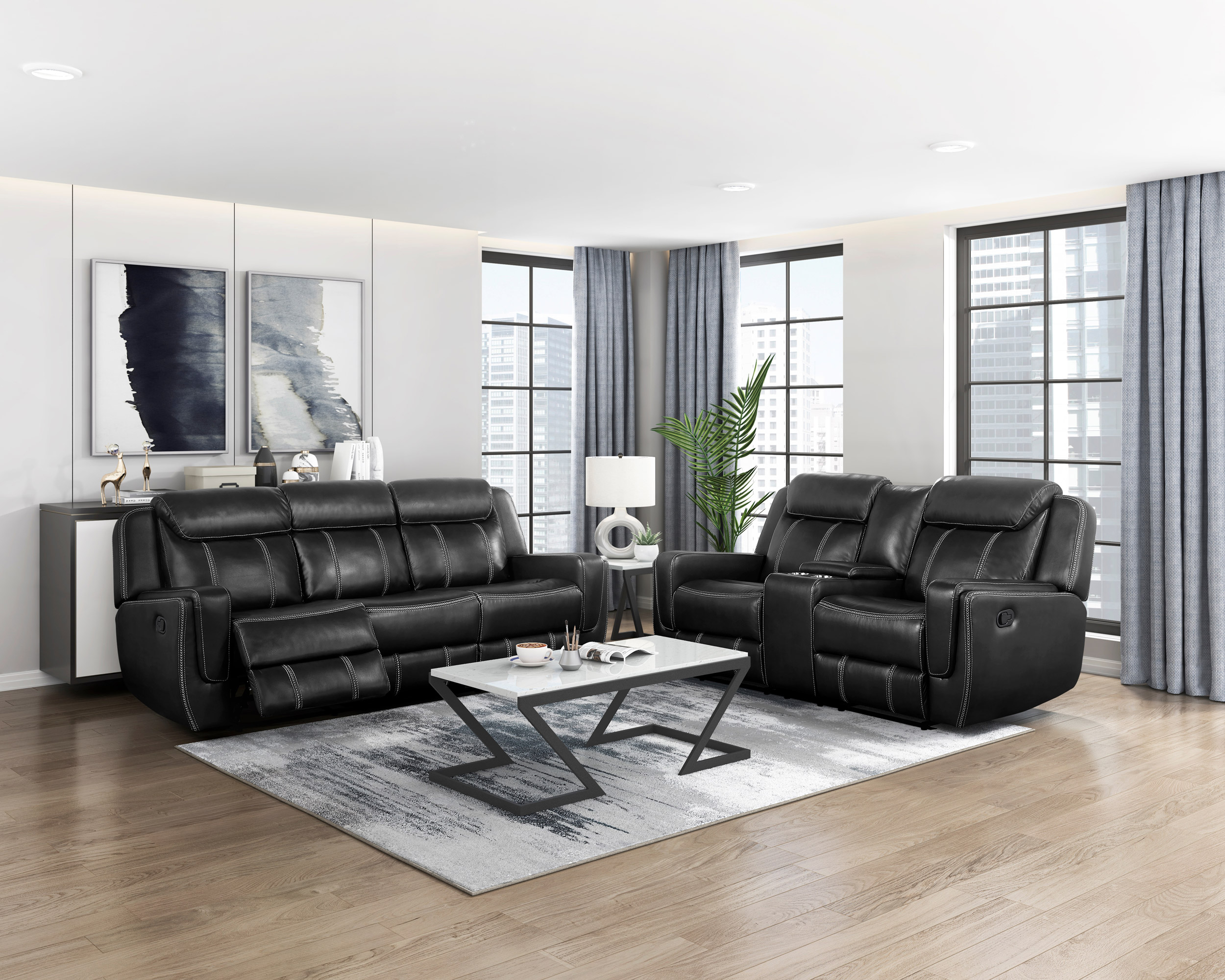 Littleton Faux Leather Double Reclining Sofa