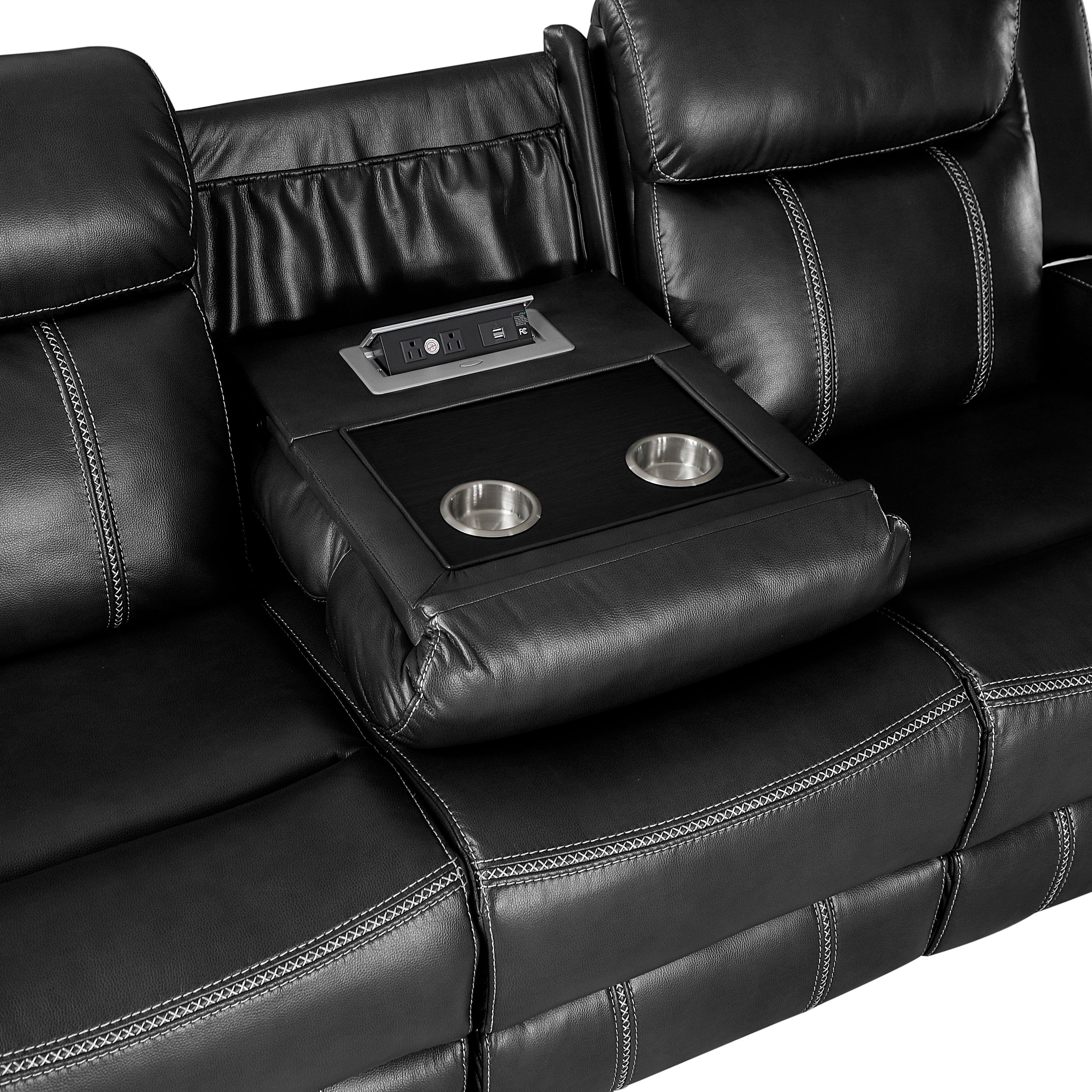 Littleton Faux Leather Double Reclining Sofa