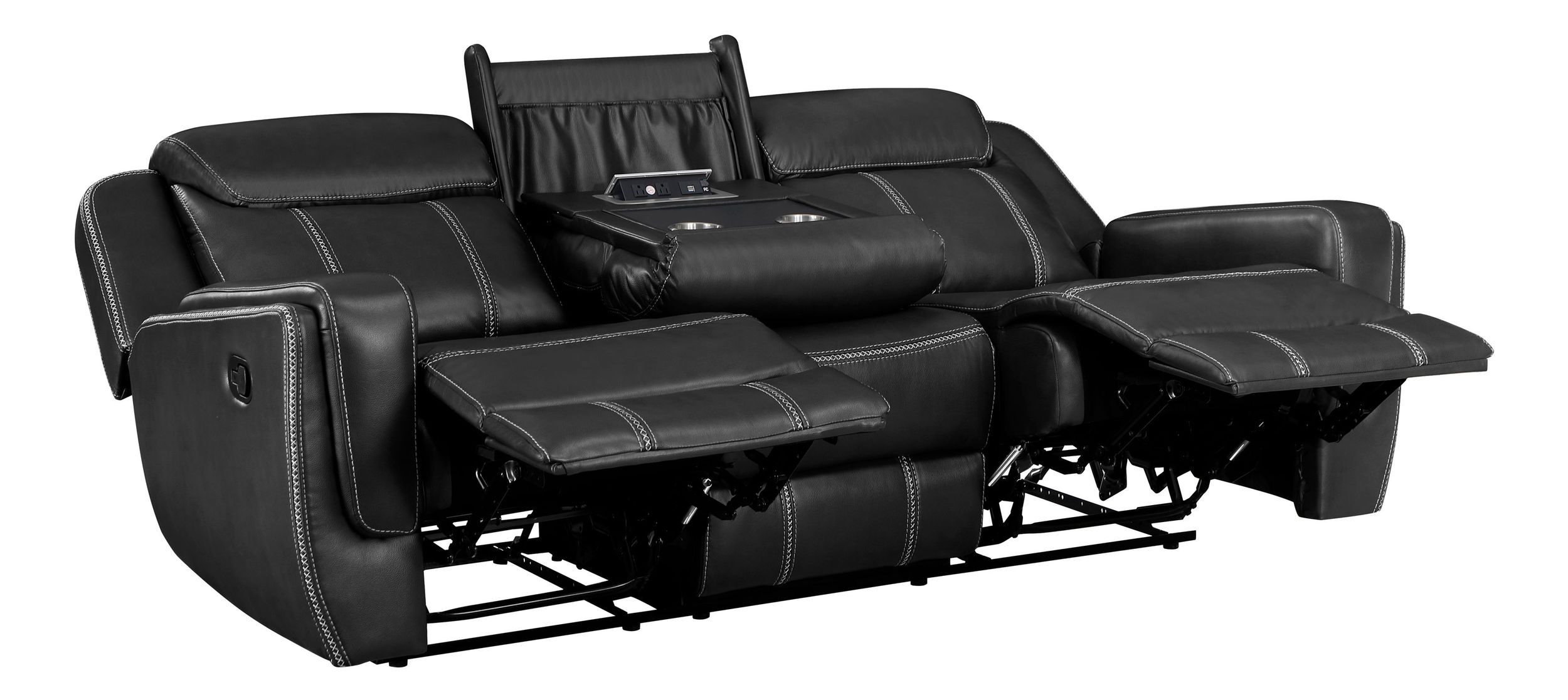 Littleton Faux Leather Double Reclining Living Room Set