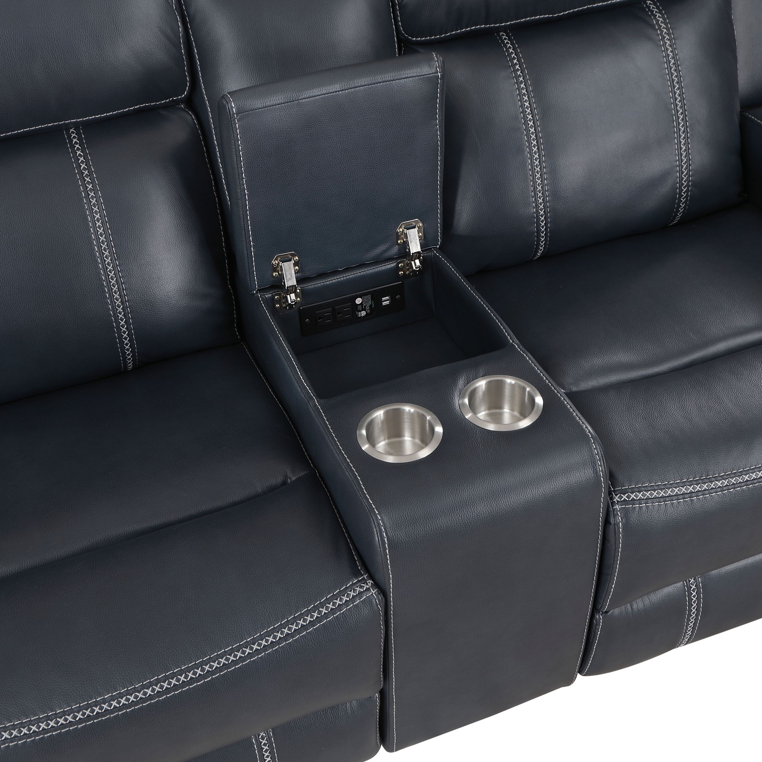 Littleton Faux Leather Double Reclining Living Room Set