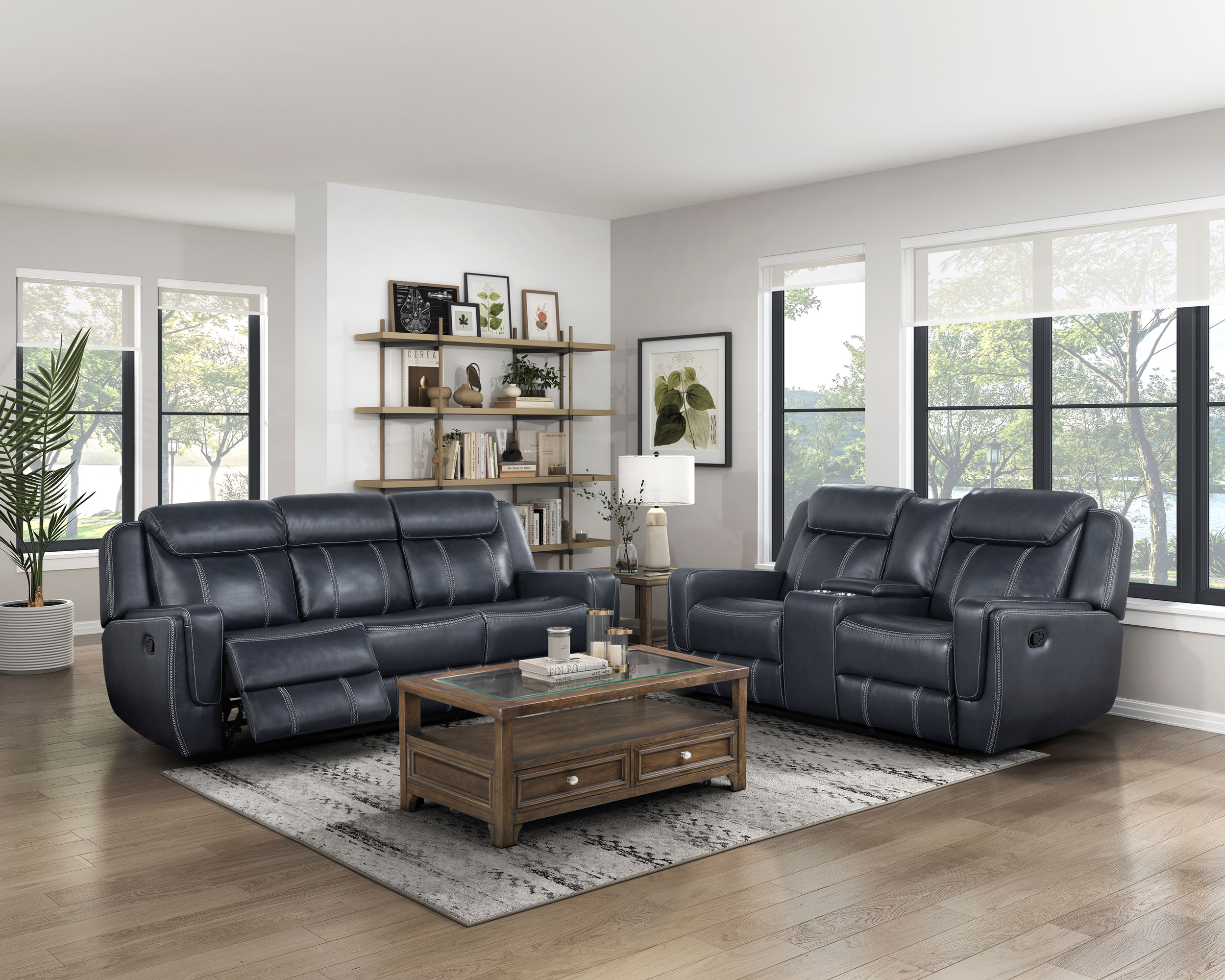 Littleton Faux Leather Double Reclining Living Room Set