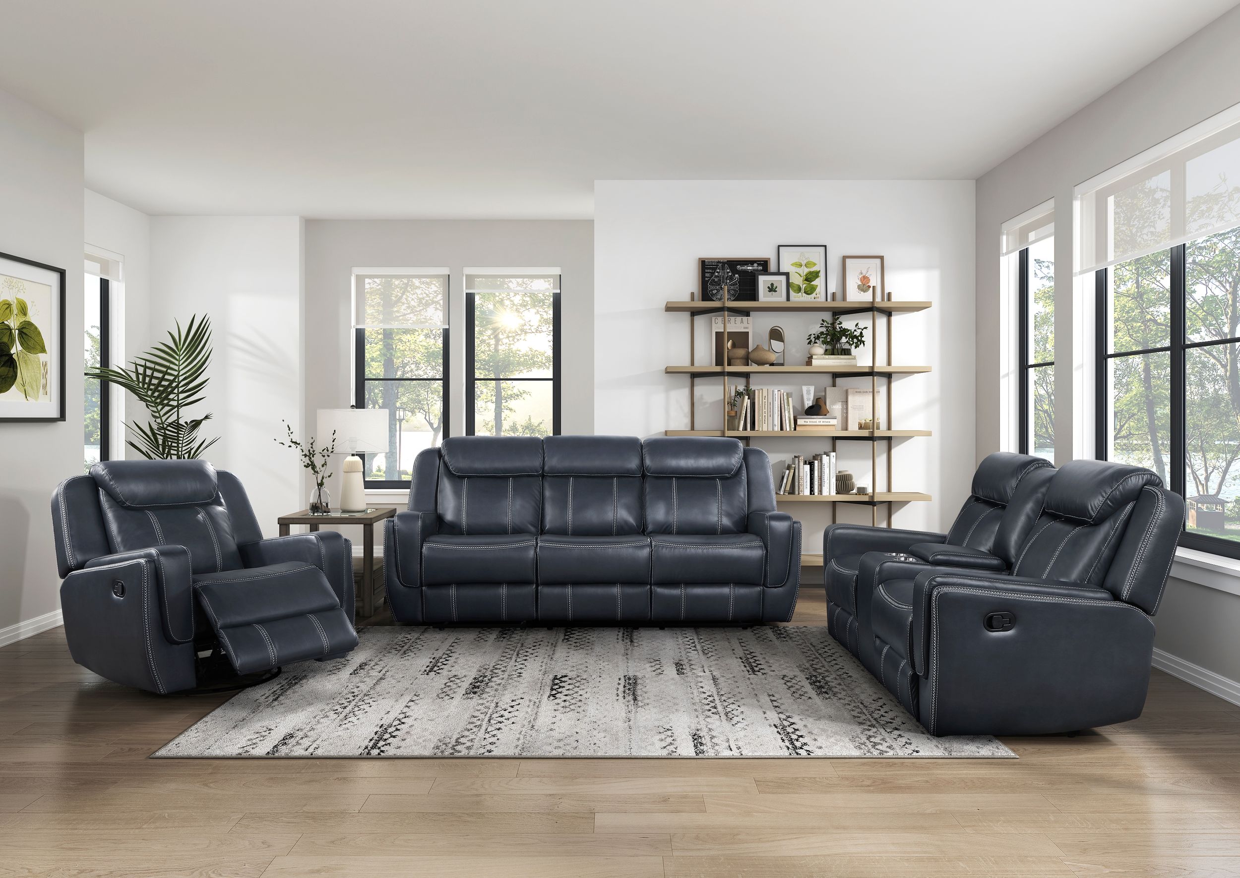 Littleton Faux Leather Double Reclining Living Room Set