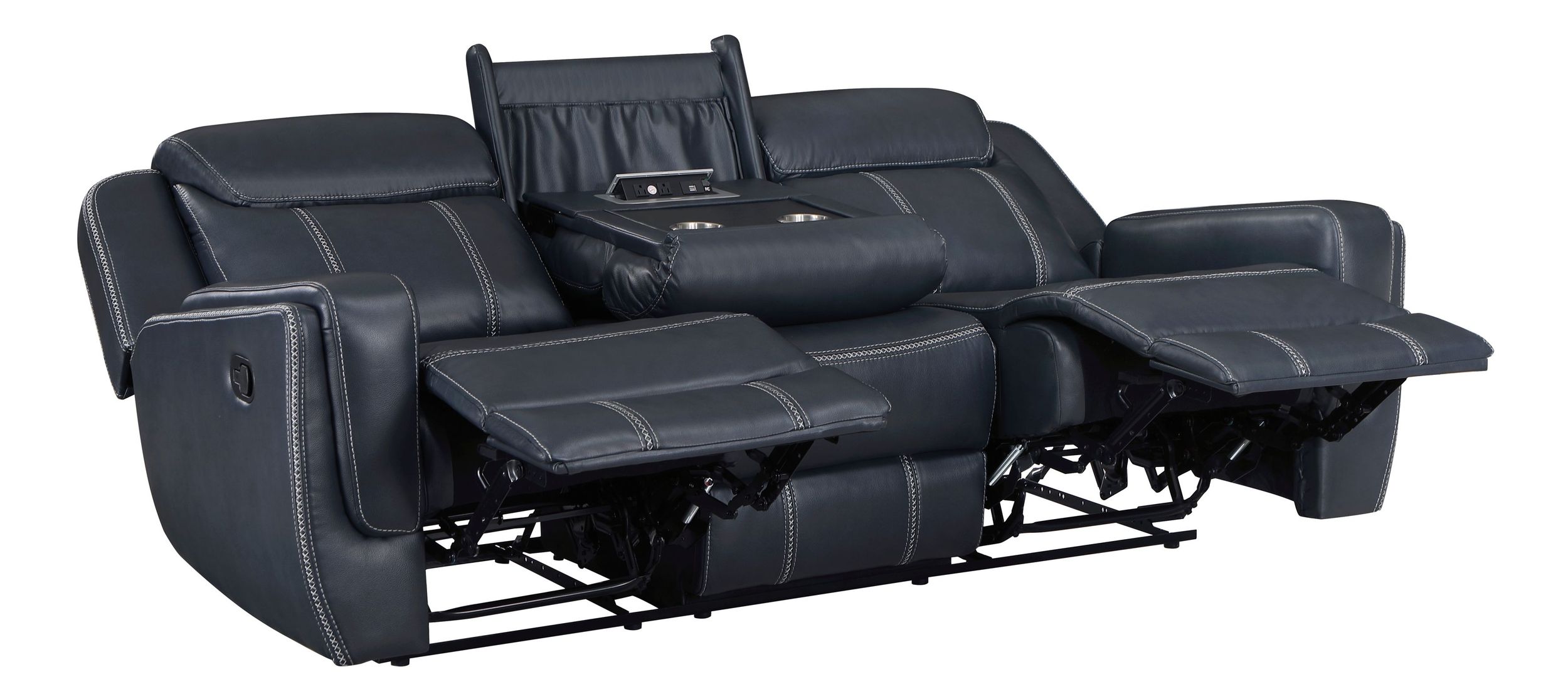 Littleton Faux Leather Double Reclining Living Room Set