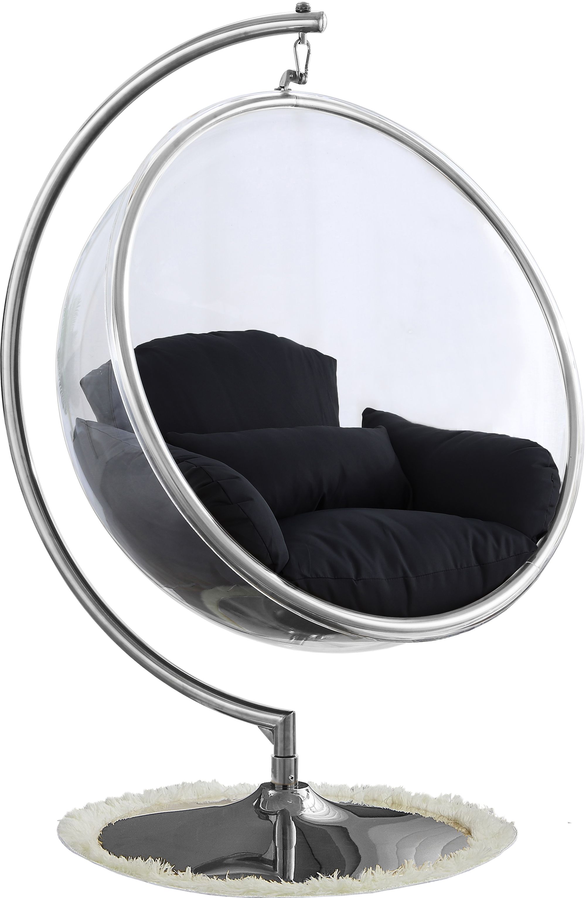 Luna Acrylic Swing Bubble Accent Chair with Metal Base