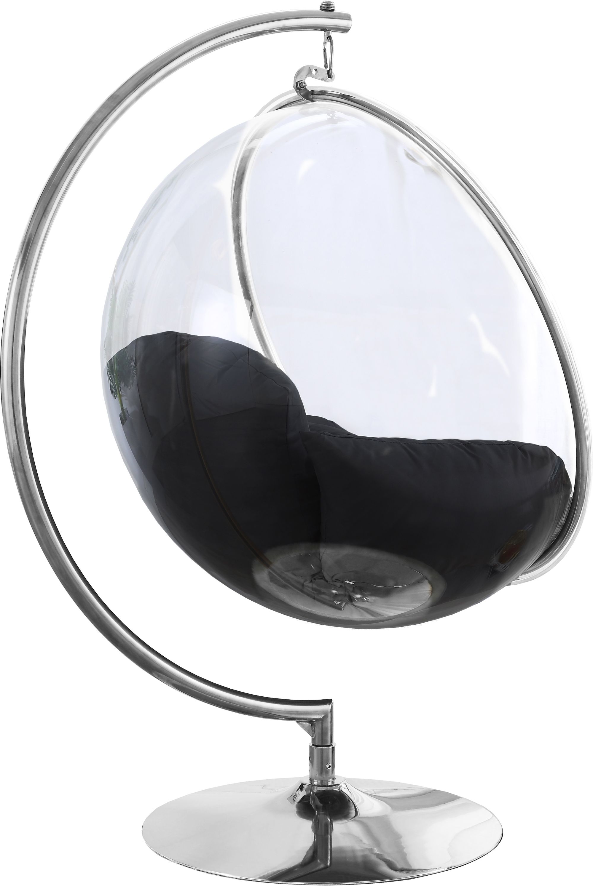 Luna Acrylic Swing Bubble Accent Chair with Chrome Metal Base