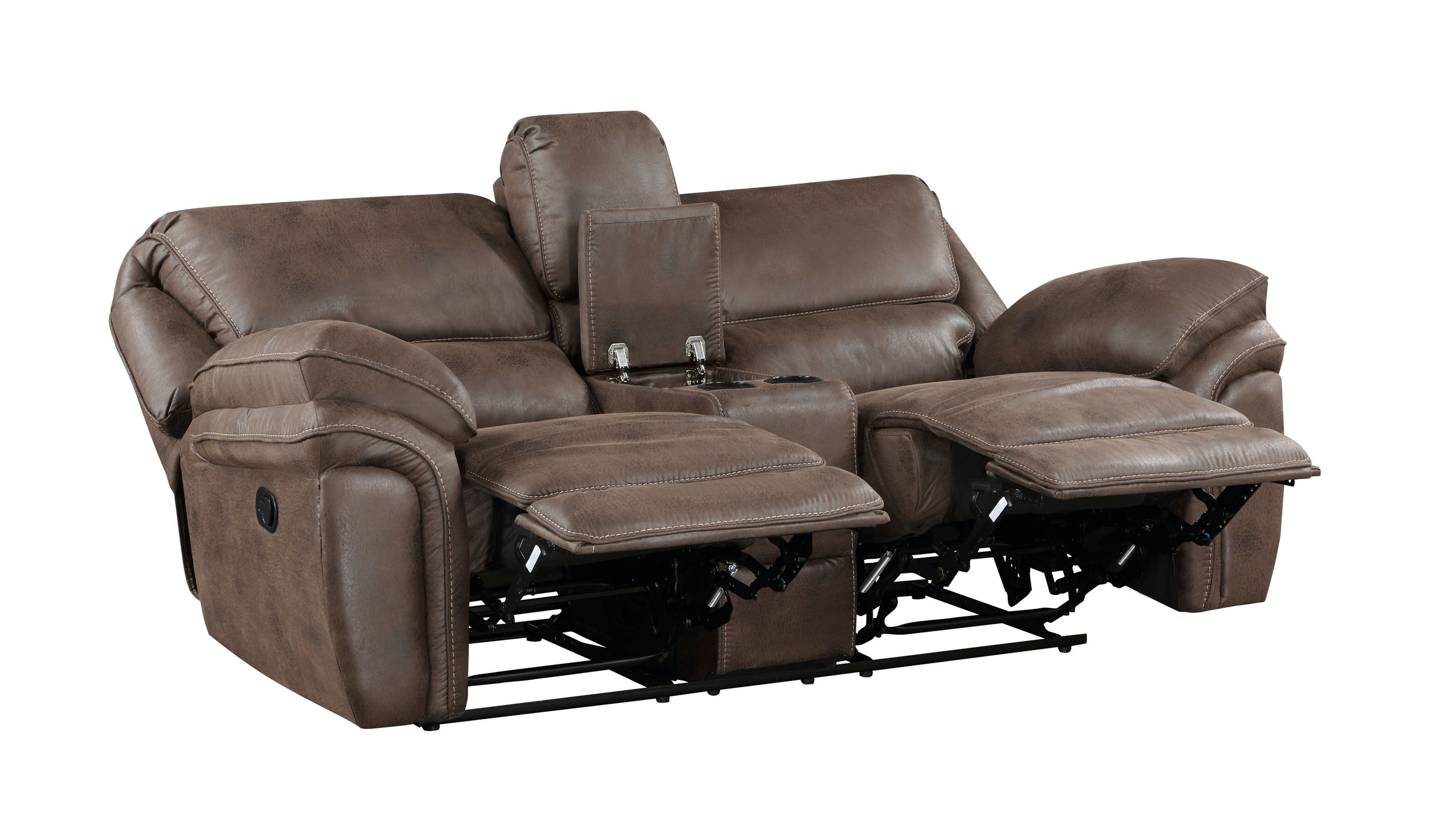 Proctor Microfiber Double Reclining Loveseat with Center Console
