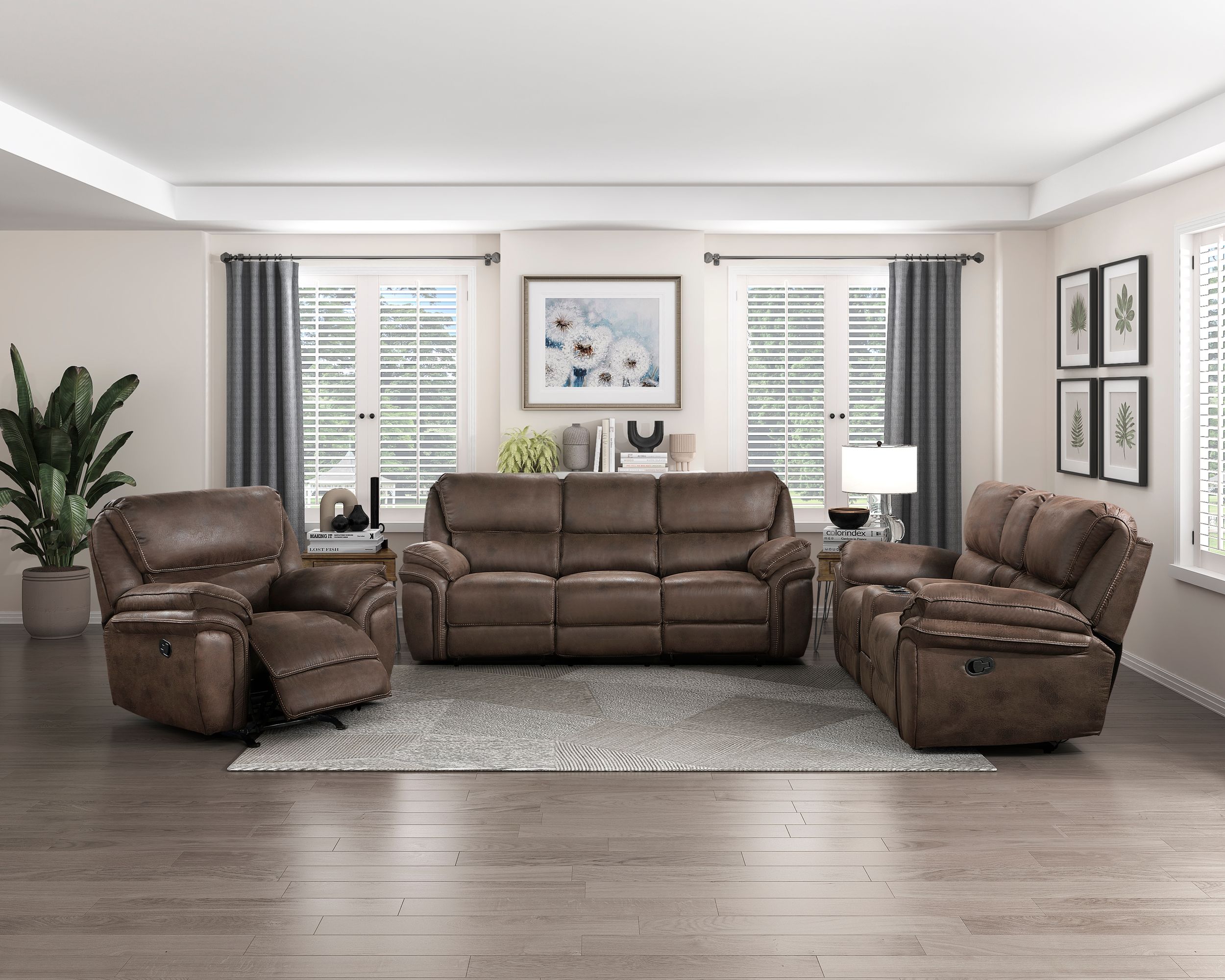Proctor Microfiber Double Reclining Loveseat with Center Console