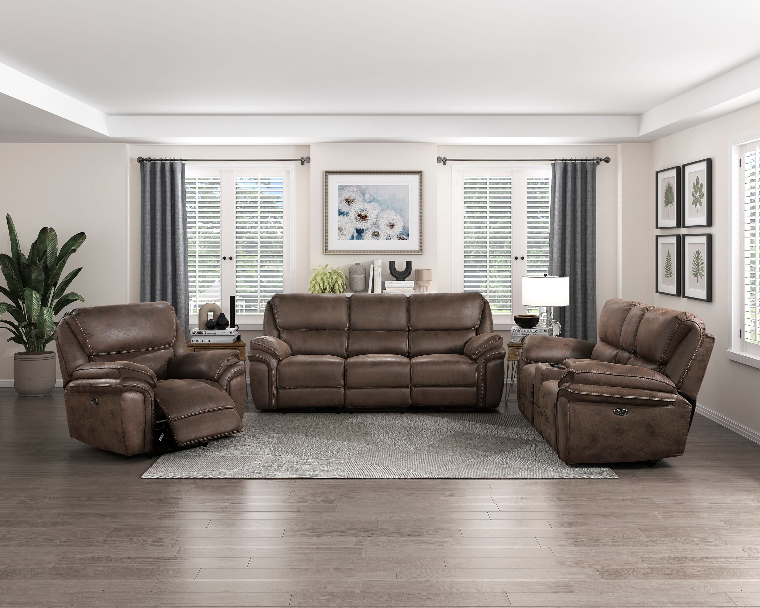 Proctor Microfiber Power Double Reclining Living Room Set