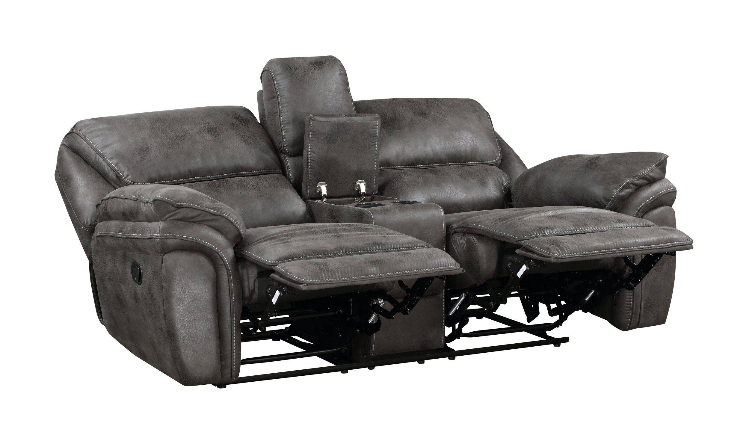 Proctor Microfiber Double Reclining Loveseat with Center Console