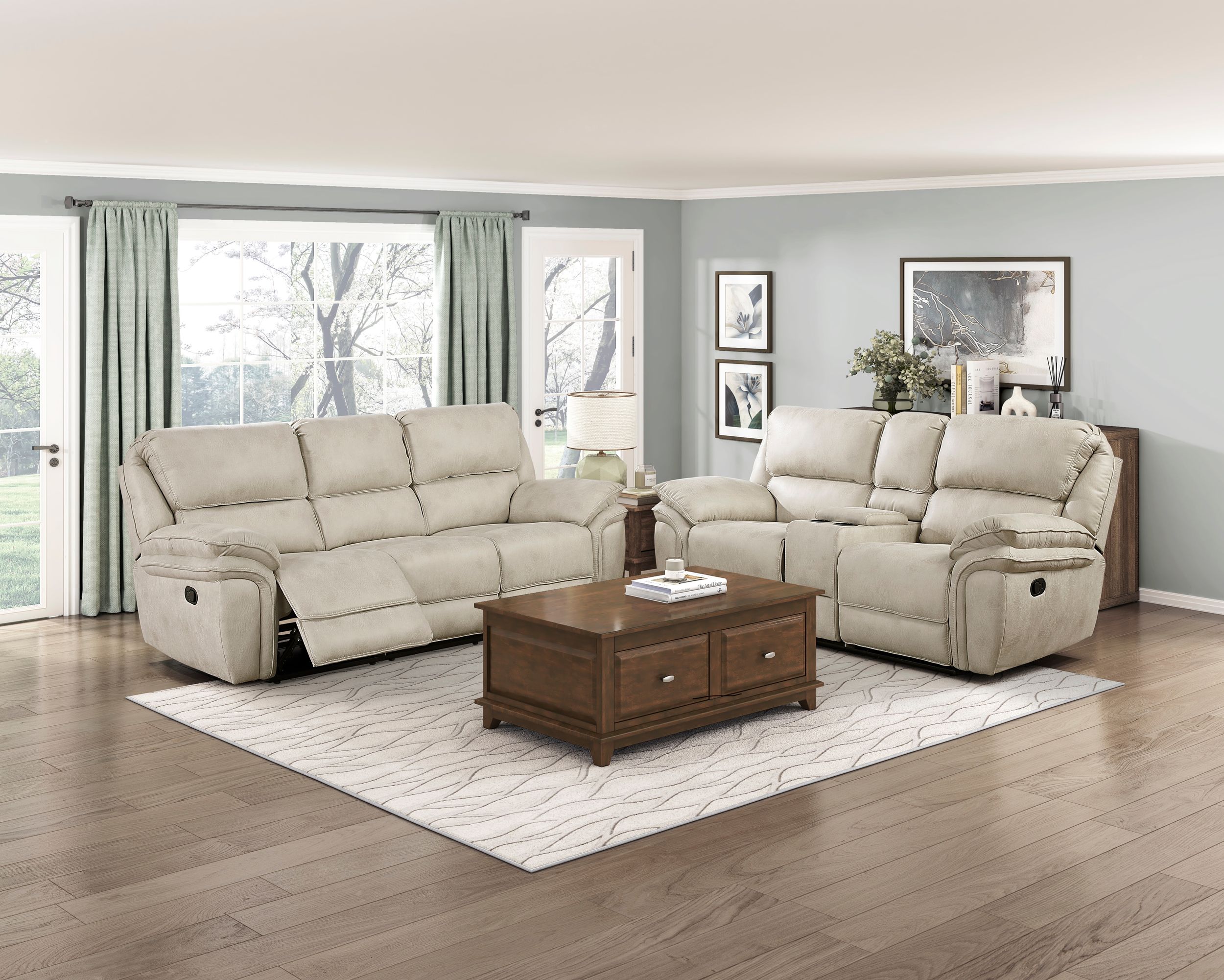 Proctor Microfiber Double Reclining Sofa