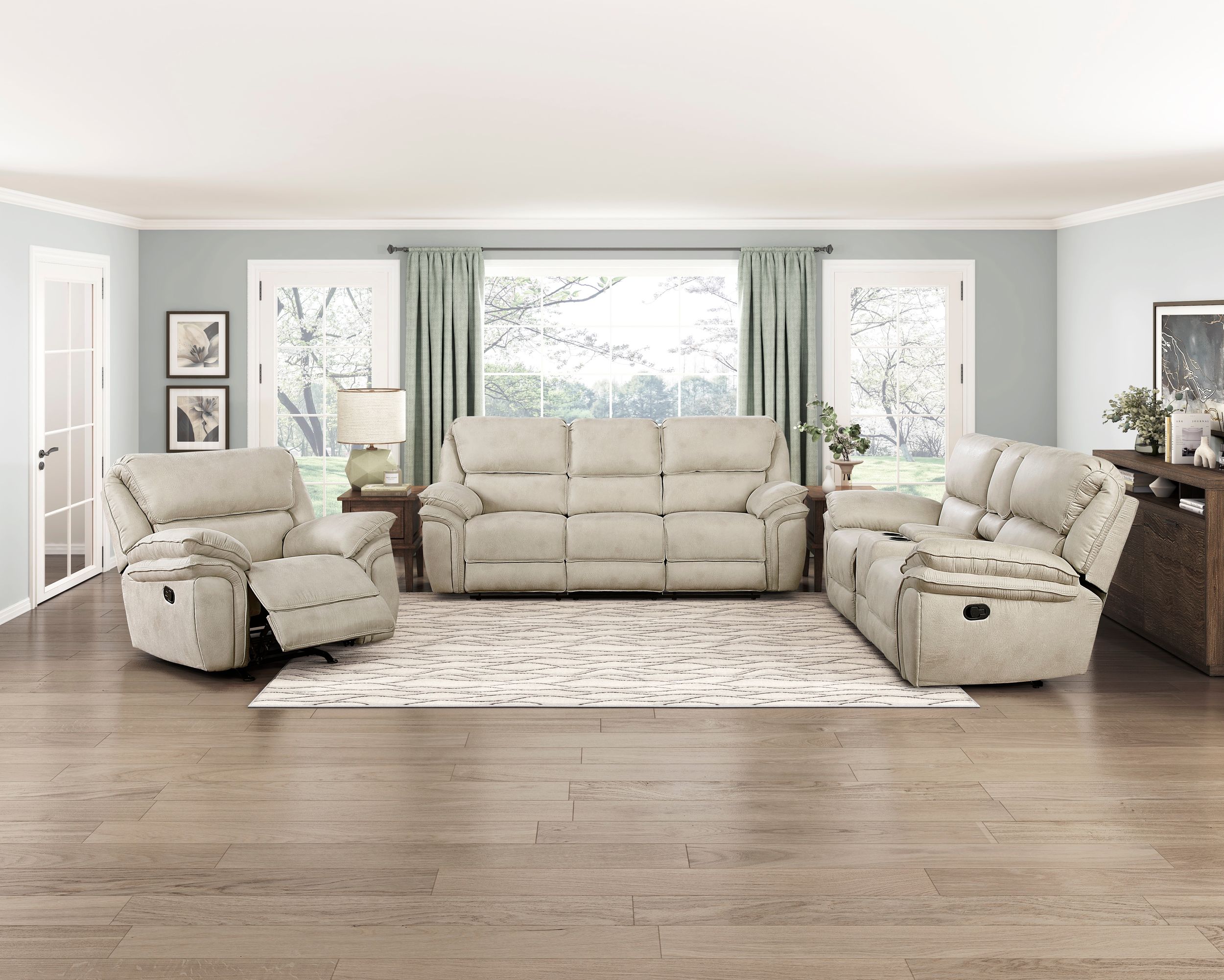 Proctor Microfiber Double Reclining Living Room Set