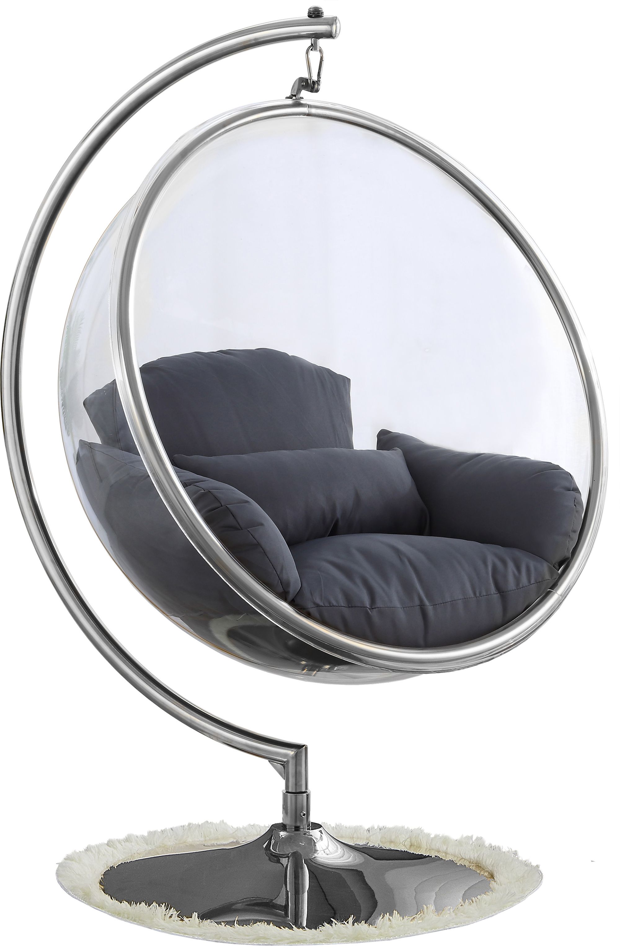 Luna Acrylic Swing Bubble Accent Chair with Chrome Metal Base