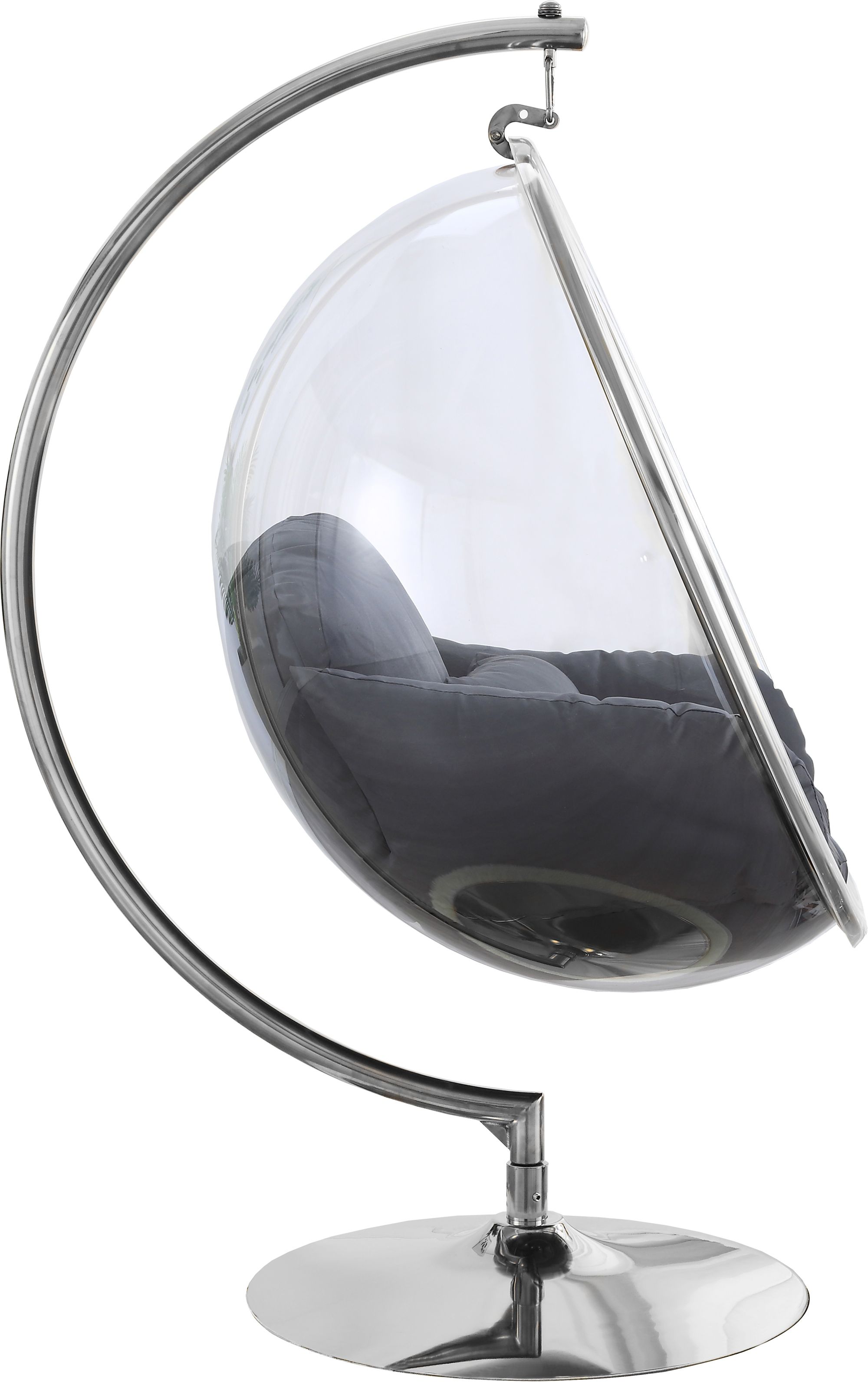 Luna Acrylic Swing Bubble Accent Chair with Chrome Metal Base