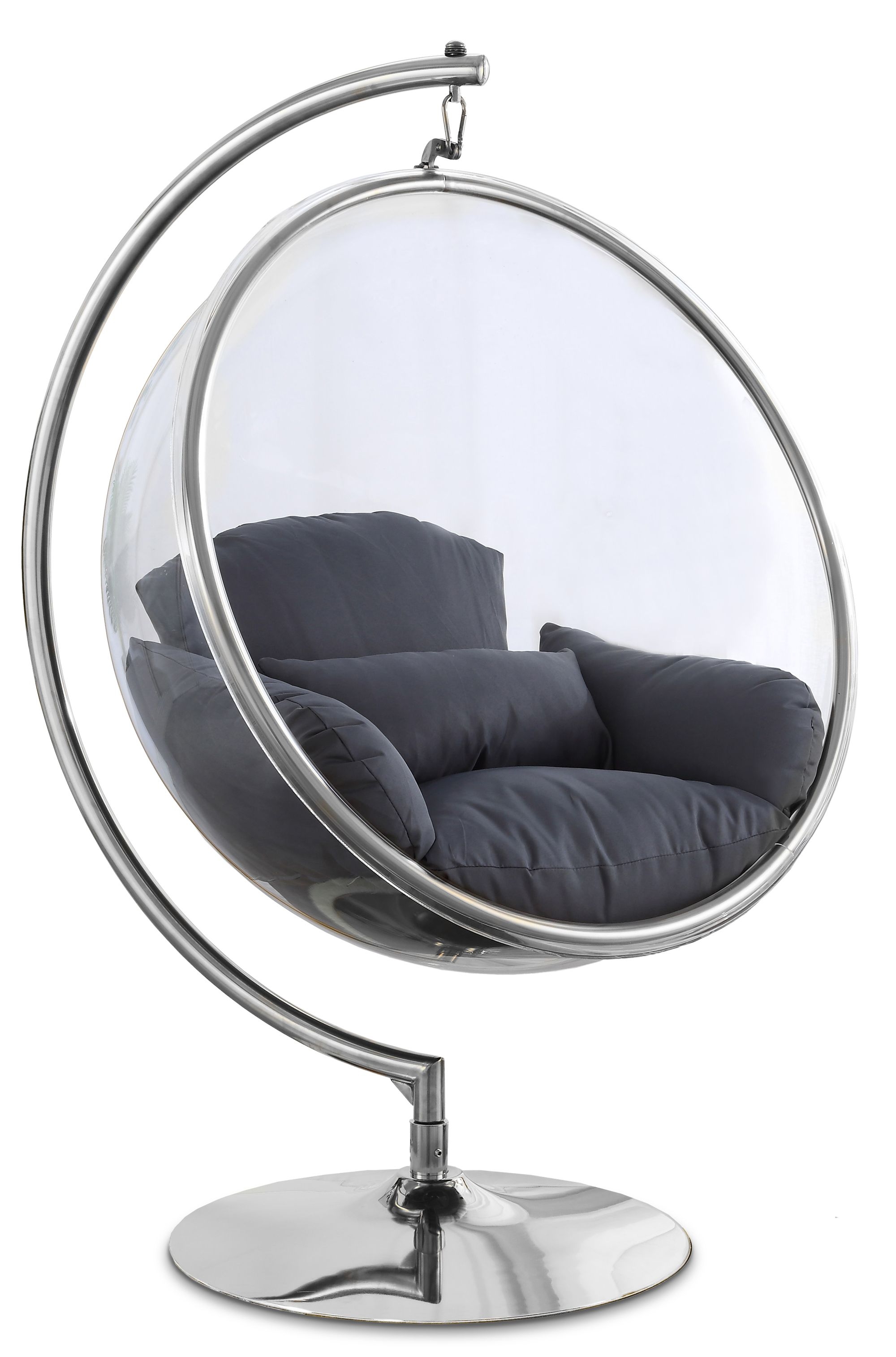 Luna Acrylic Swing Bubble Accent Chair with Metal Base