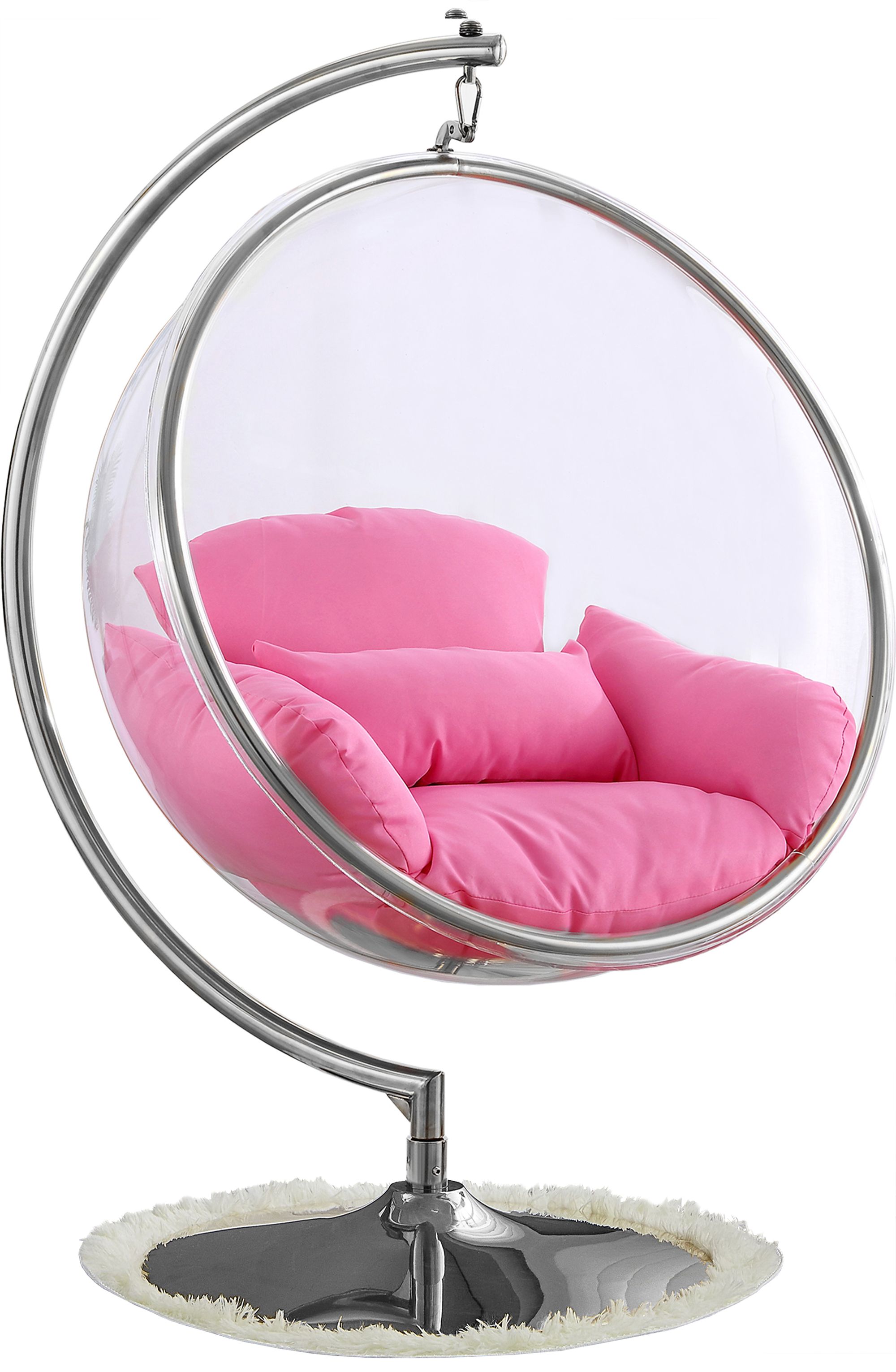 Luna Acrylic Swing Bubble Accent Chair with Chrome Metal Base