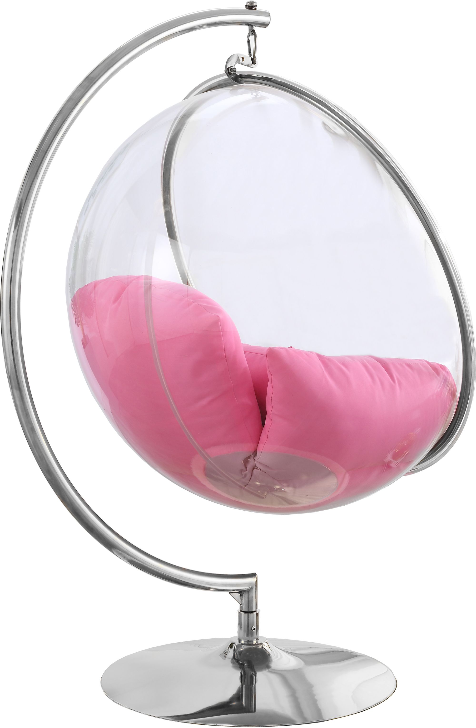 Luna Acrylic Swing Bubble Accent Chair with Chrome Metal Base