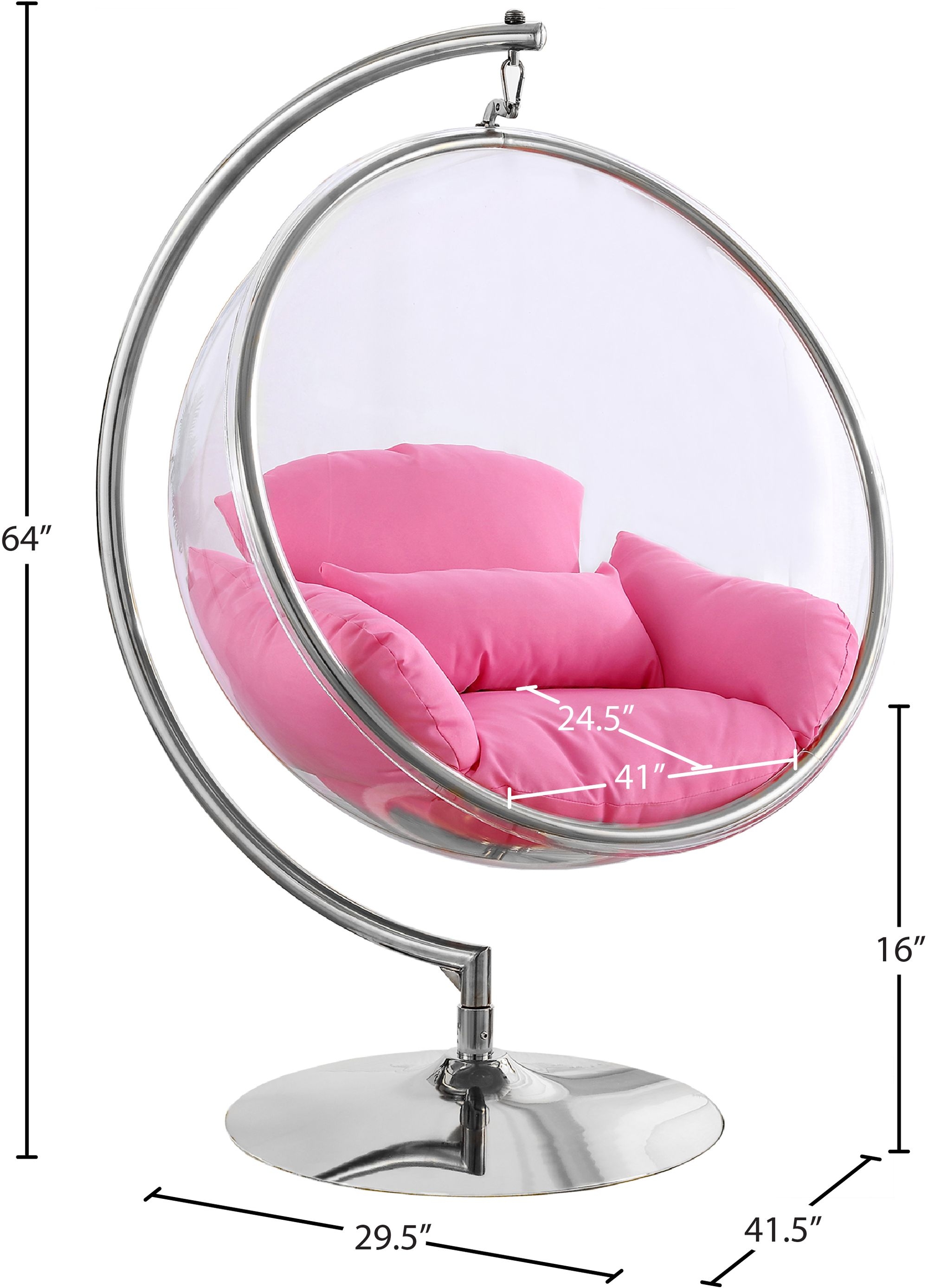 Luna Acrylic Swing Bubble Accent Chair with Metal Base