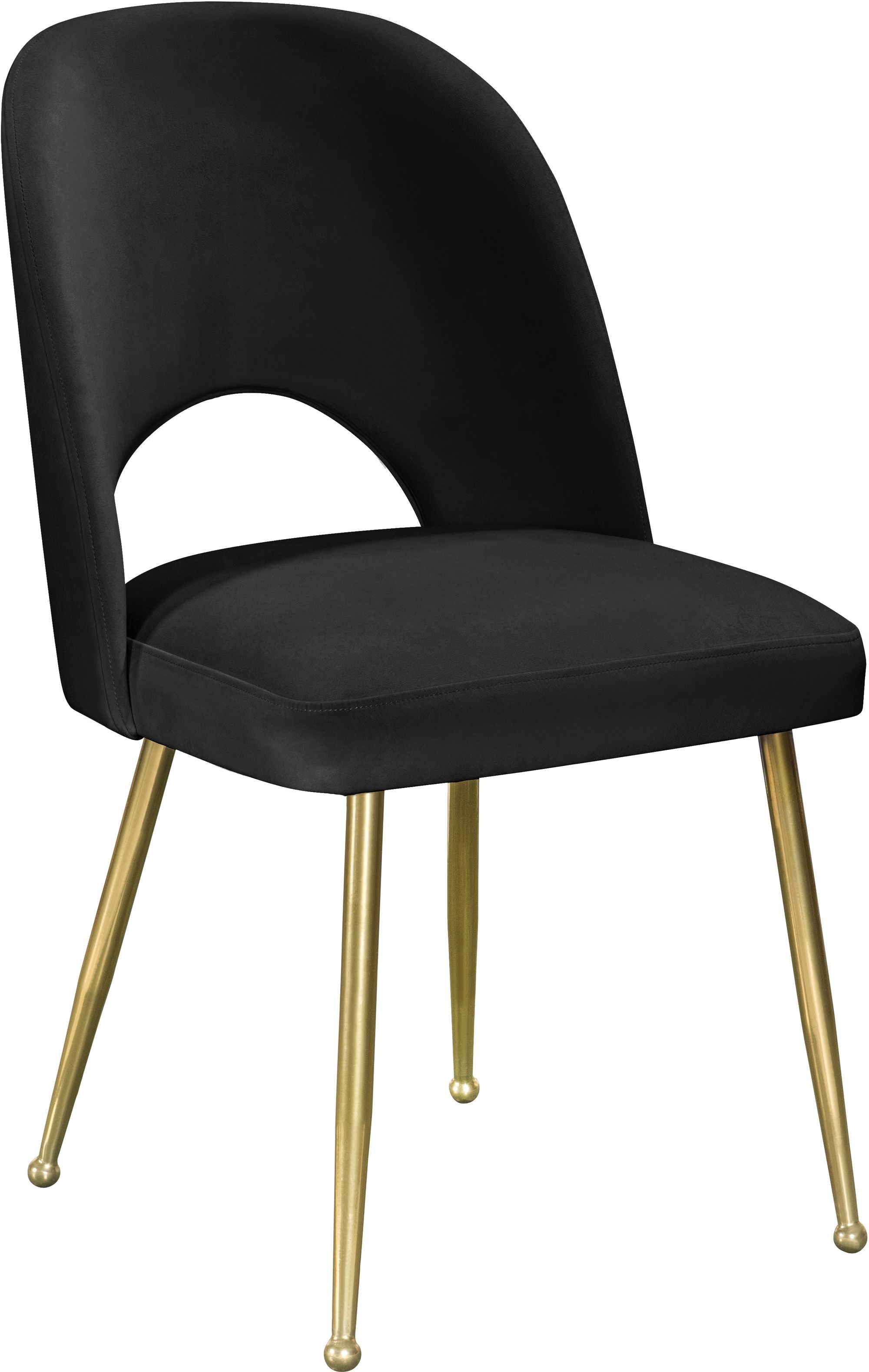 Logan Velvet Dining Chair with Brushed Gold Ball Leg Design