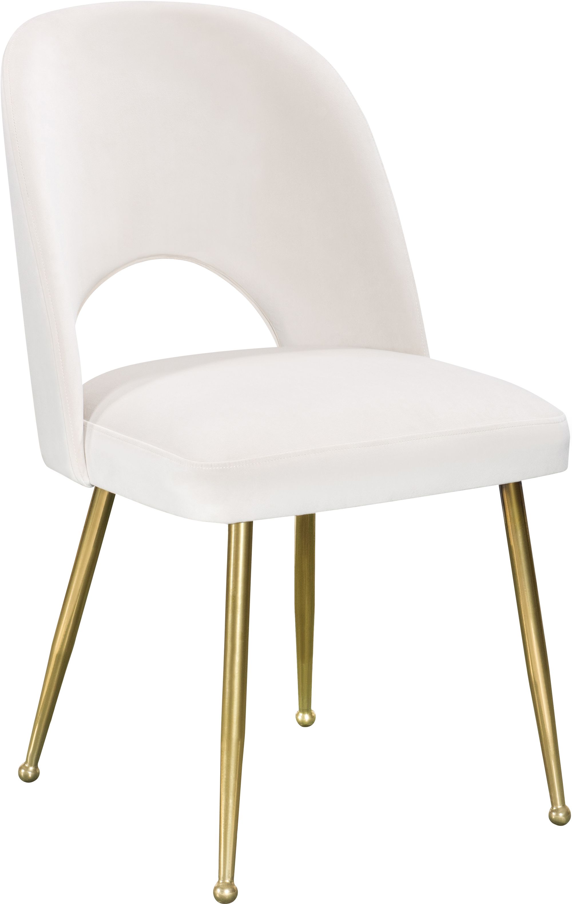 Logan Velvet Dining Chair with Brushed Gold Ball Leg Design