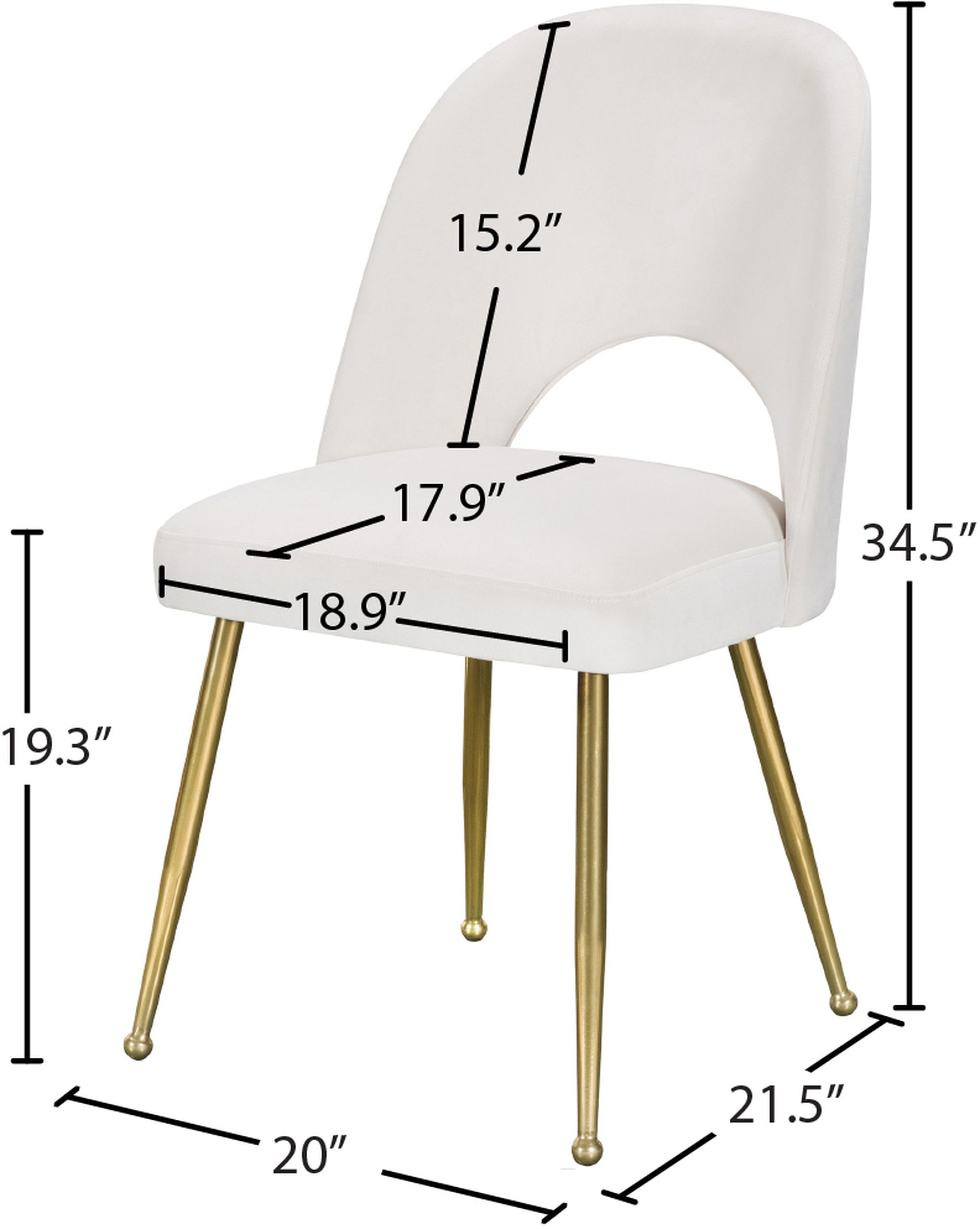 Logan Velvet Dining Chair with Brushed Gold Ball Leg Design
