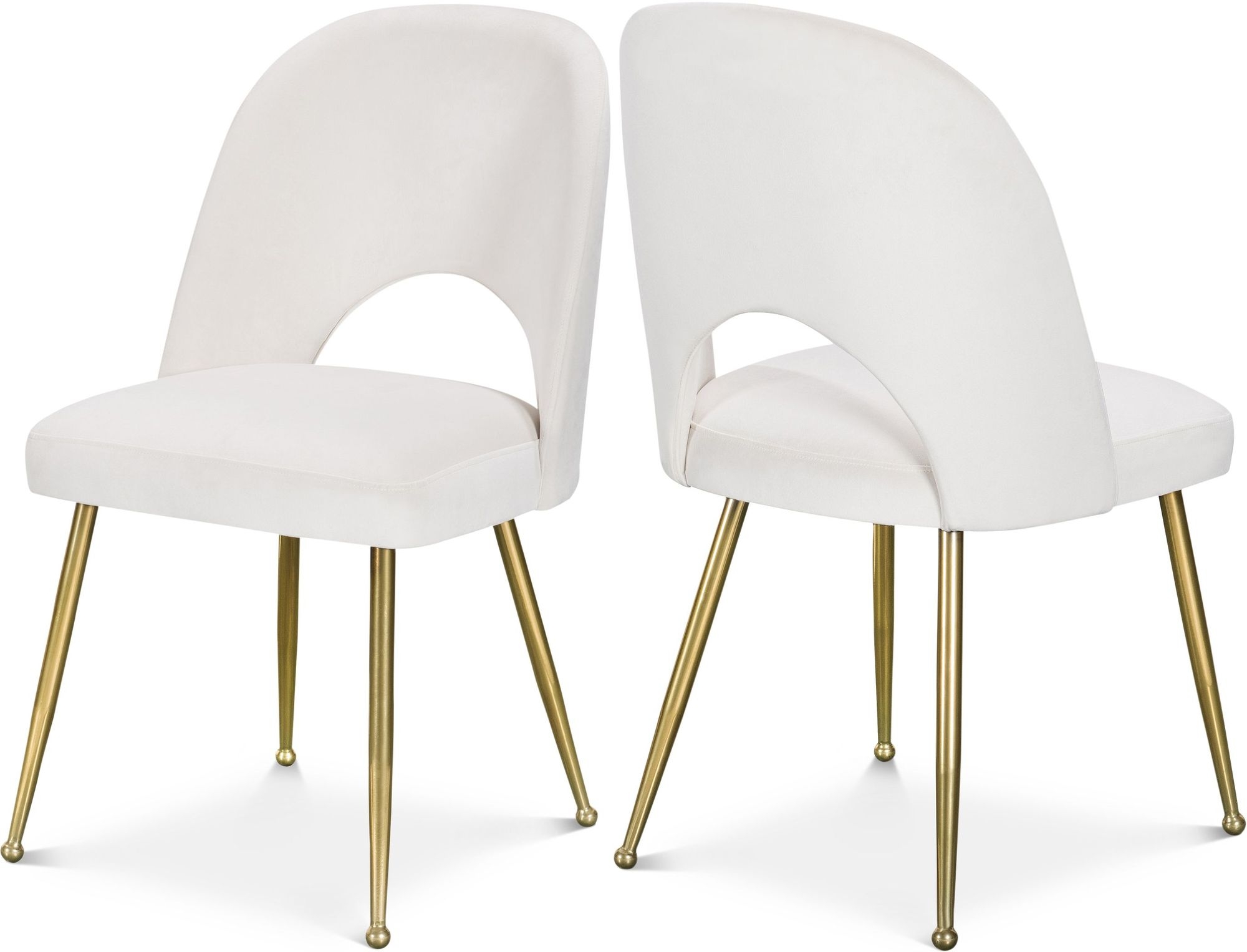 Logan Velvet Dining Chair with Brushed Gold Ball Leg Design