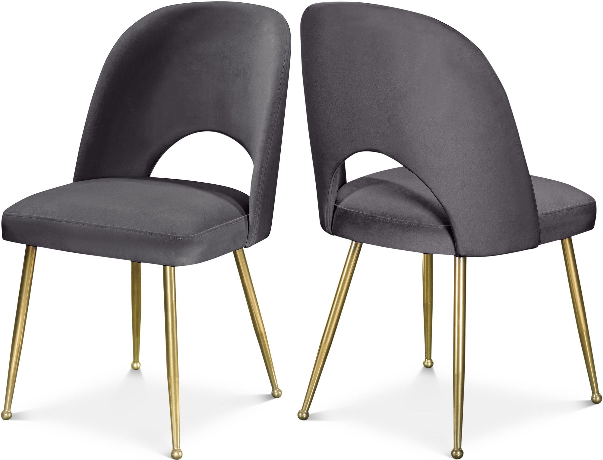 Logan Velvet Dining Chair with Brushed Gold Ball Leg Design