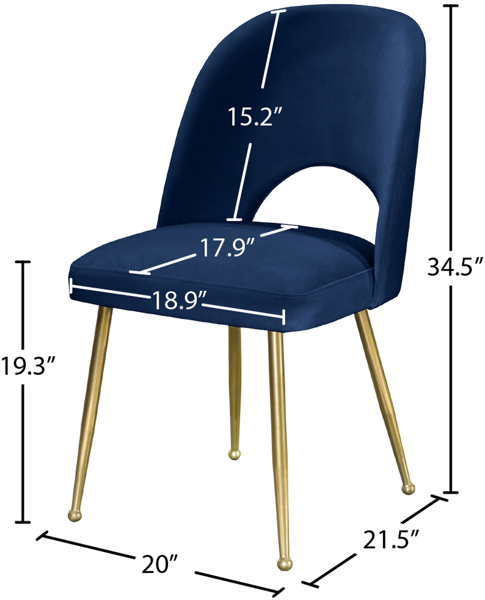 Logan Velvet Dining Chair with Brushed Gold Ball Leg Design