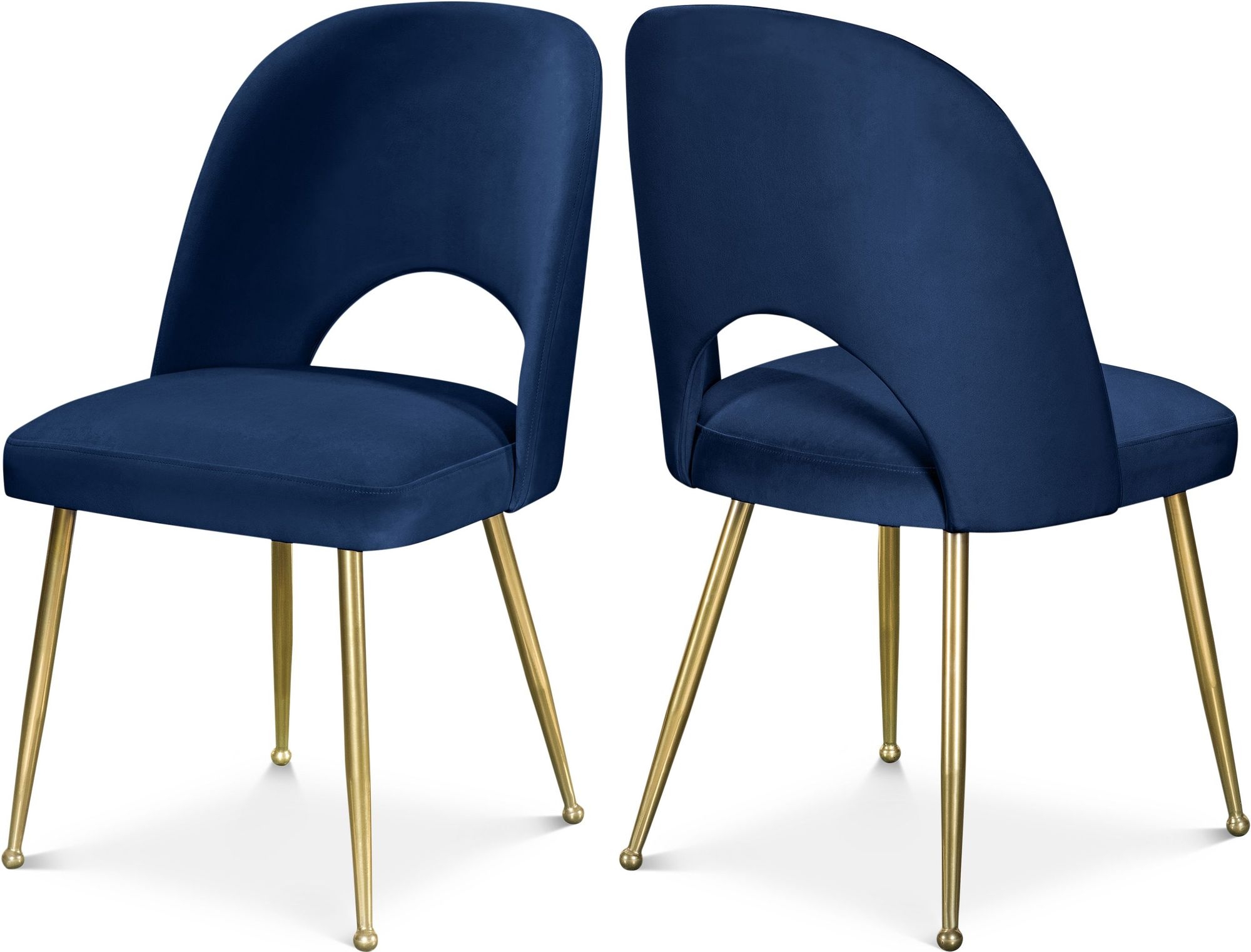 Logan Velvet Dining Chair with Brushed Gold Ball Leg Design