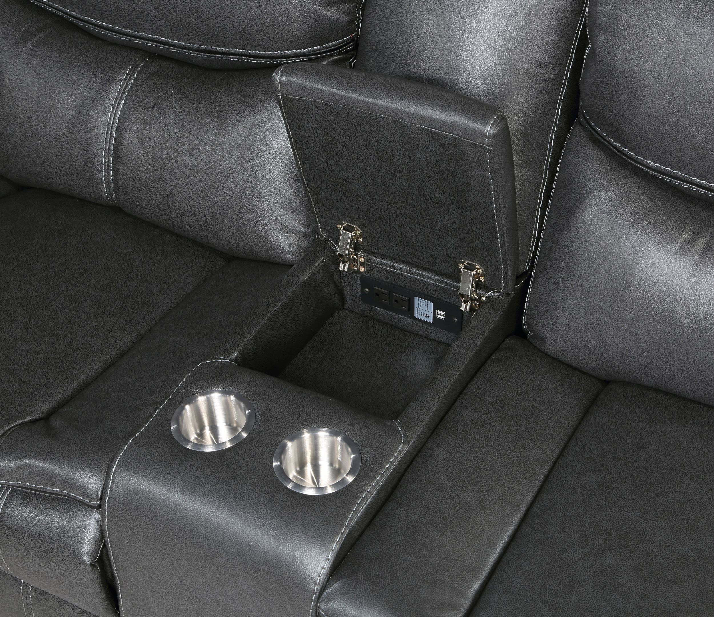 Fargo Faux Leather 3‑Piece Power Reclining Sectional with Right Console