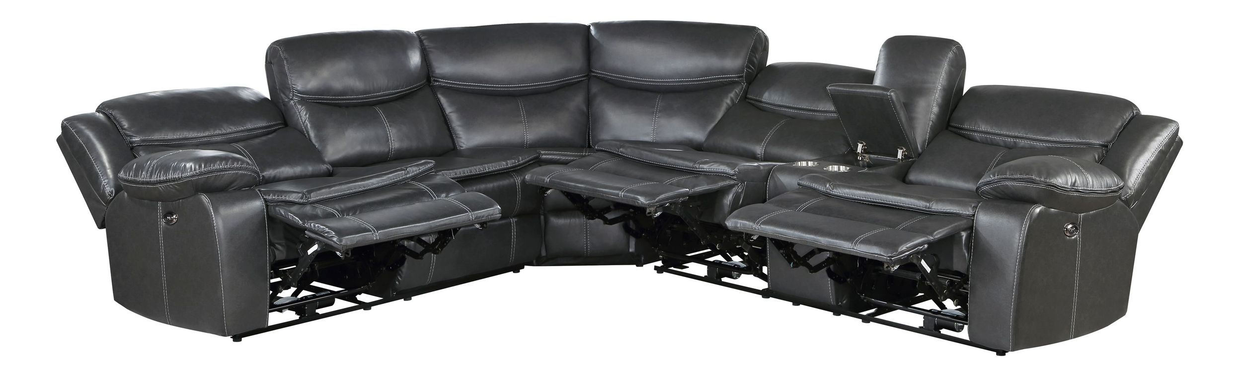 Fargo Faux Leather 3‑Piece Power Reclining Sectional with Right Console