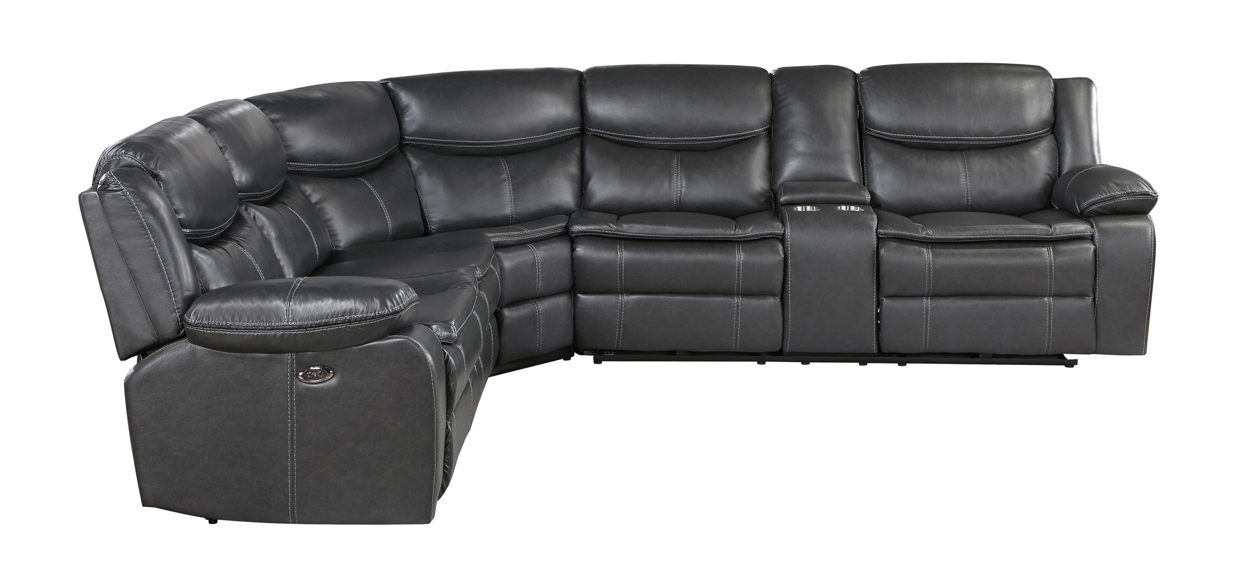 Fargo Faux Leather 3‑Piece Power Reclining Sectional with Right Console