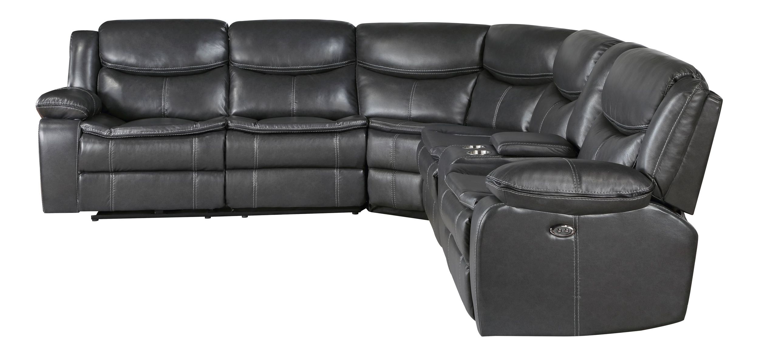 Fargo Faux Leather 3‑Piece Power Reclining Sectional with Right Console