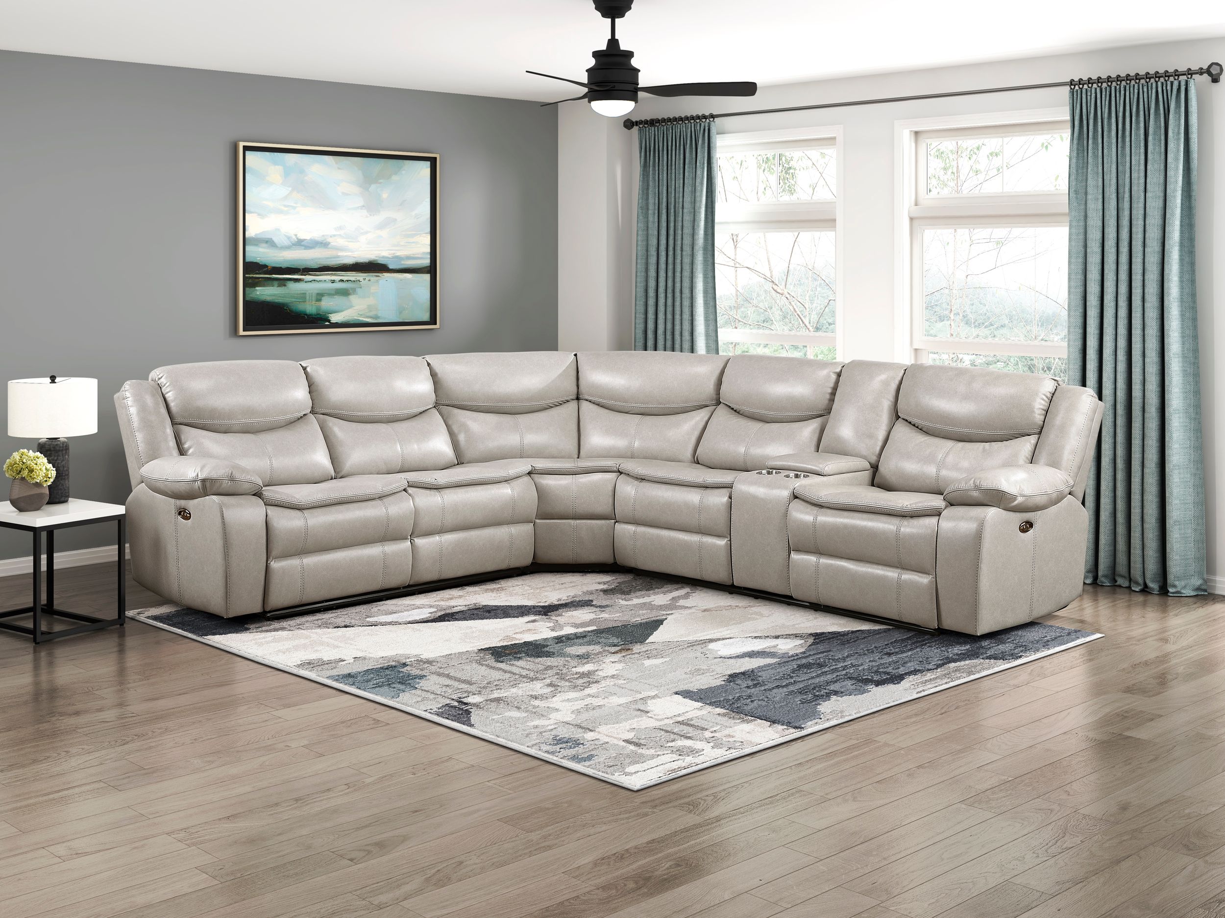Fargo Faux Leather 3‑Piece Power Reclining Sectional with Right Console
