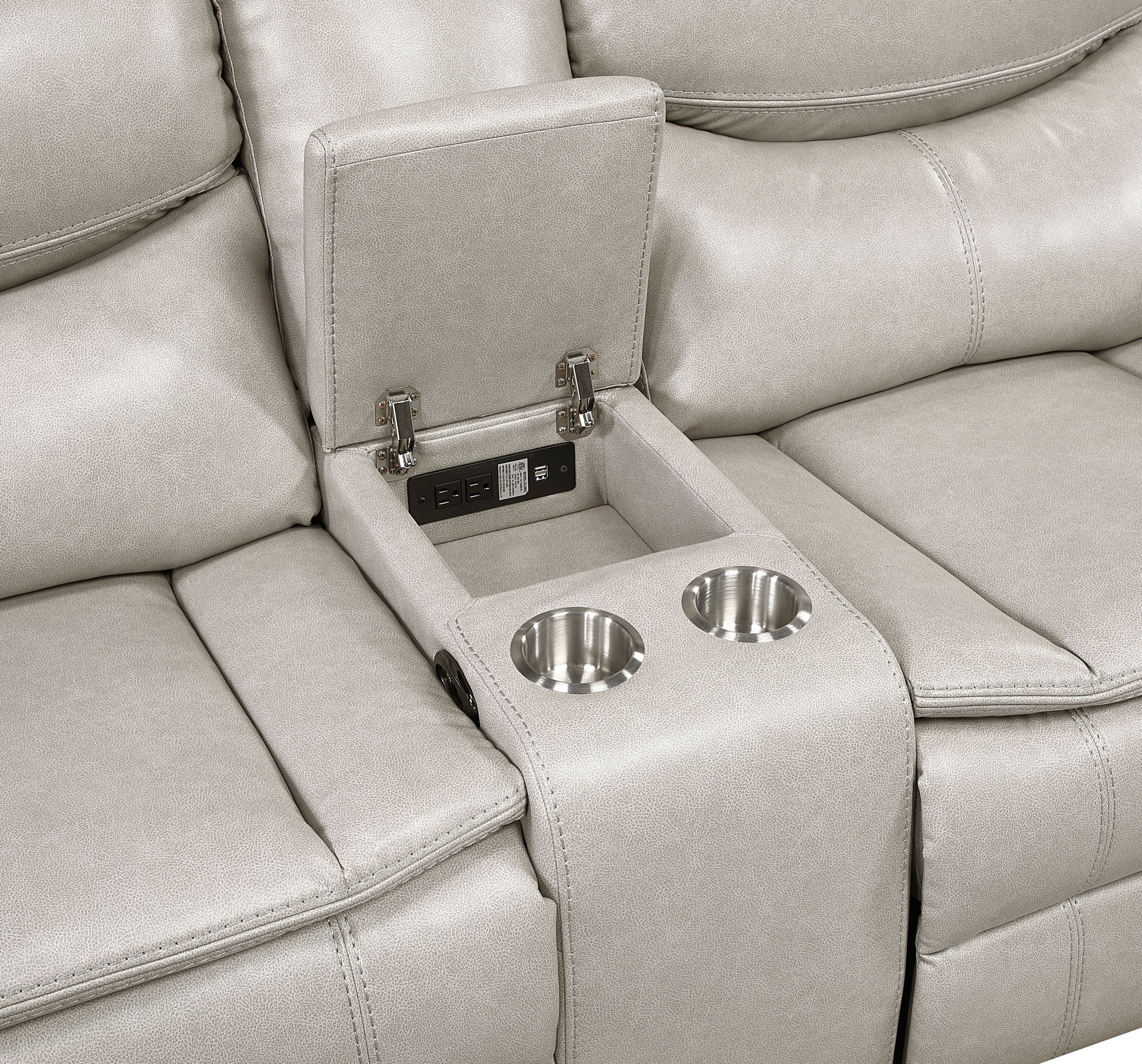 Fargo Faux Leather 3‑Piece Power Reclining Sectional with Right Console