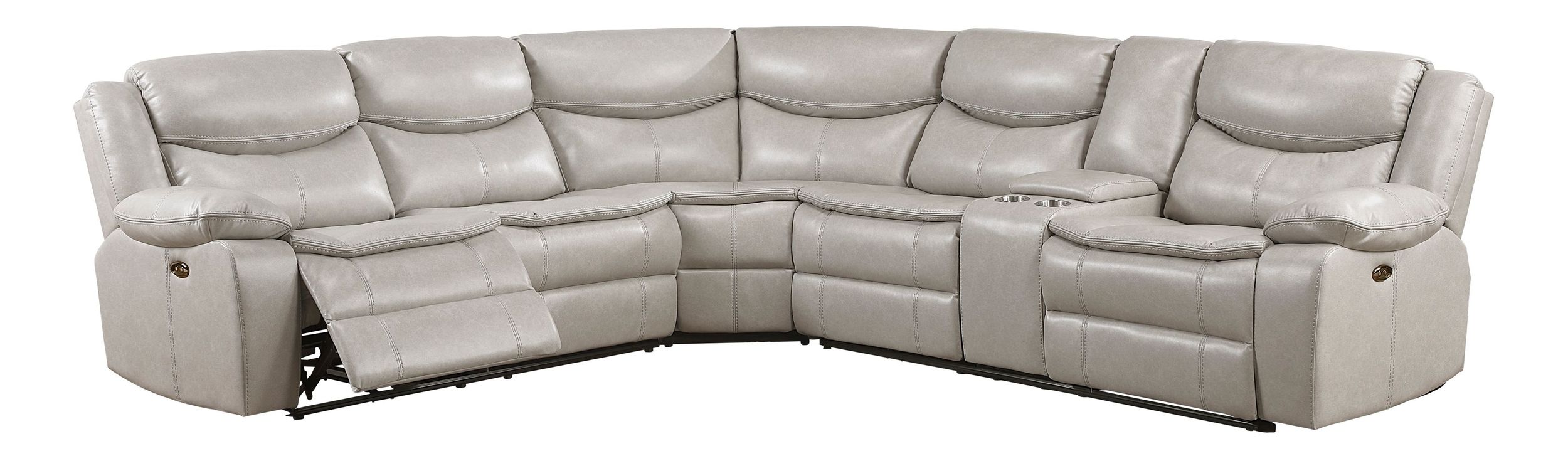 Fargo Faux Leather 3‑Piece Power Reclining Sectional with Right Console