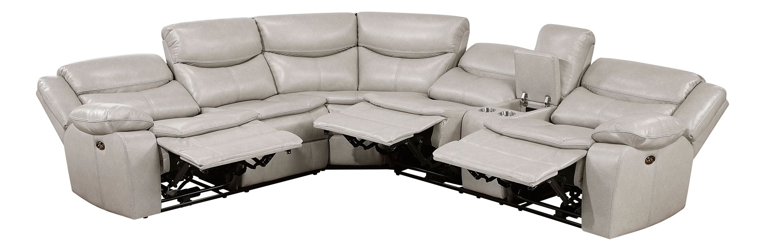 Fargo Faux Leather 3‑Piece Power Reclining Sectional with Right Console