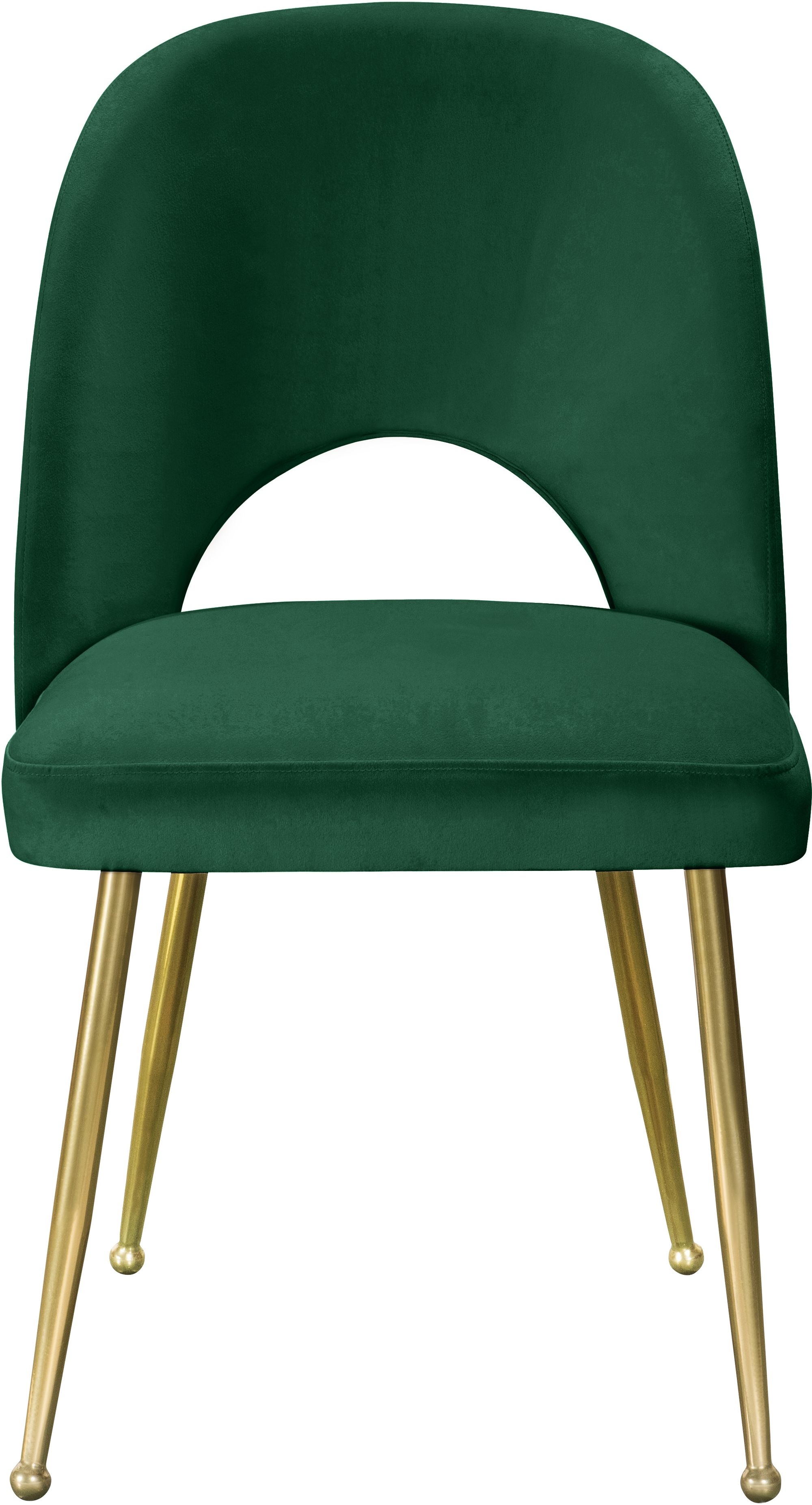 Logan Velvet Dining Chair with Brushed Gold Ball Leg Design