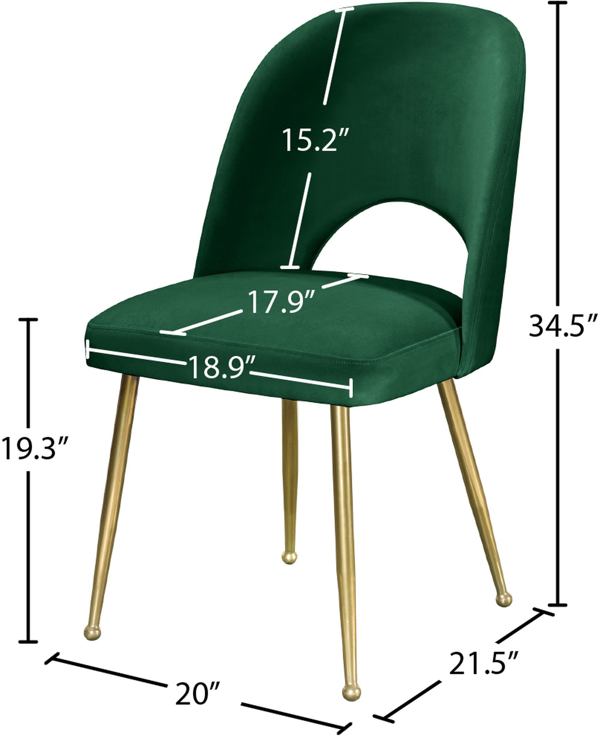 Logan Velvet Dining Chair with Brushed Gold Ball Leg Design