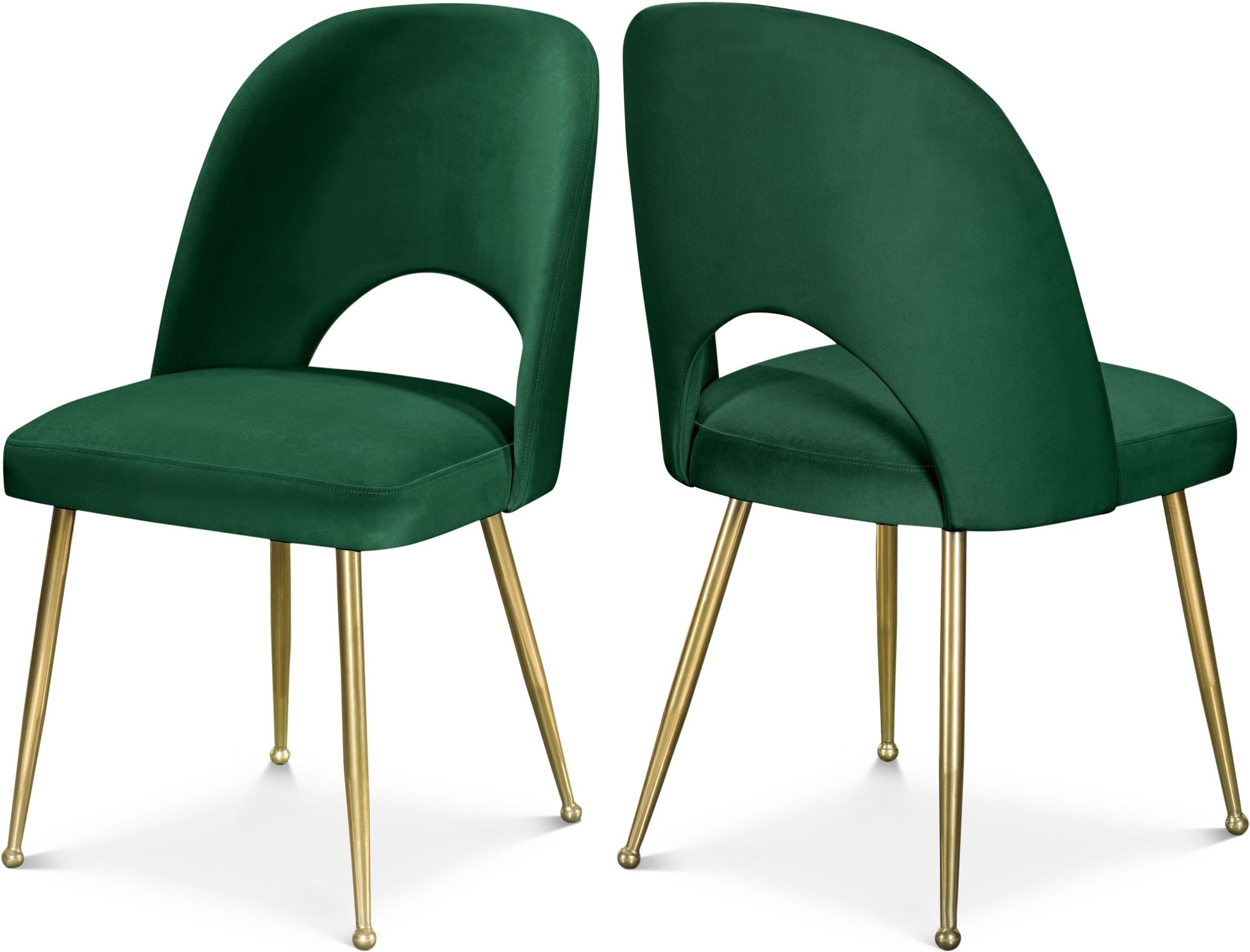 Logan Velvet Dining Chair with Brushed Gold Ball Leg Design
