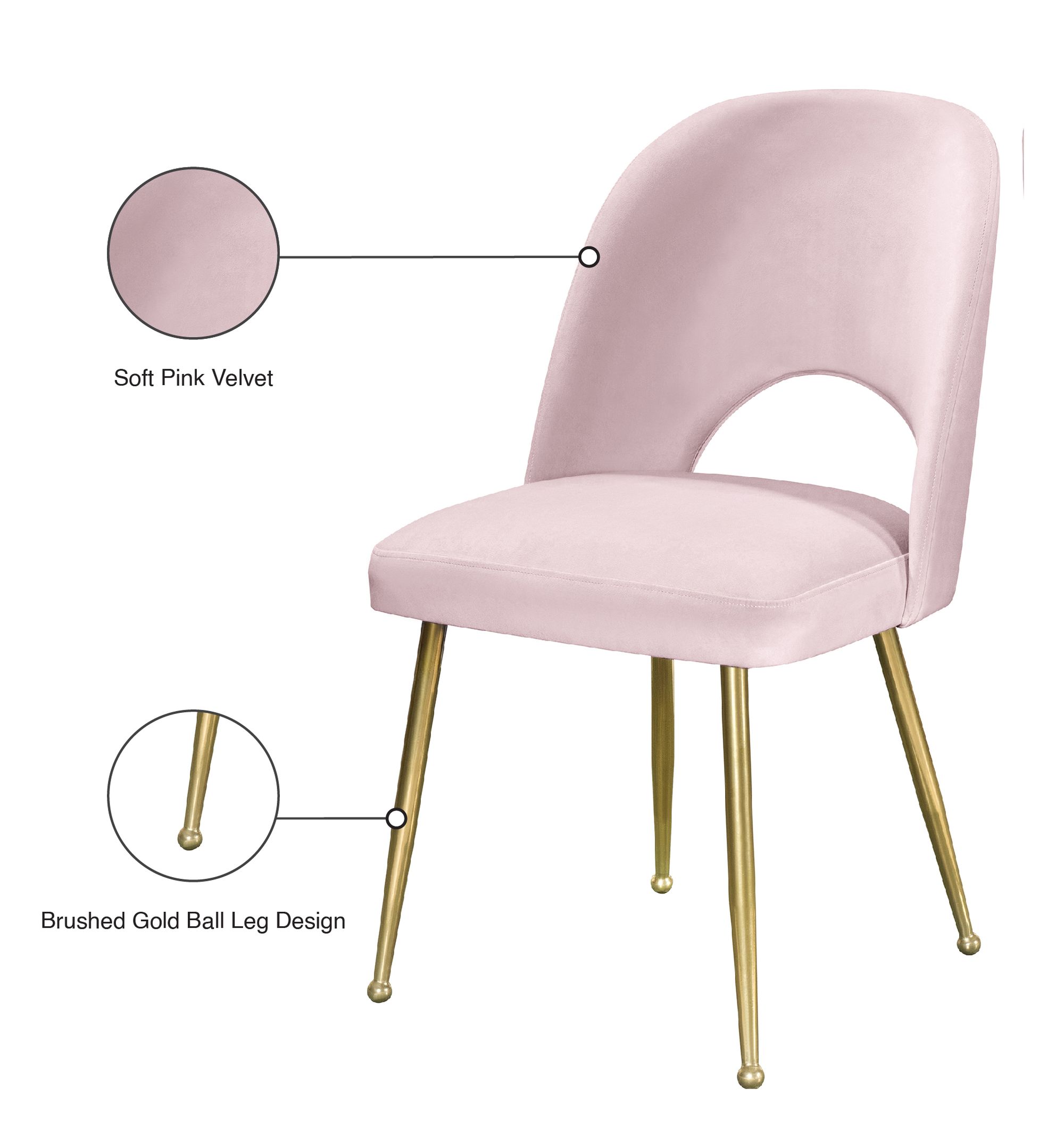 Logan Velvet Dining Chair with Brushed Gold Ball Leg Design