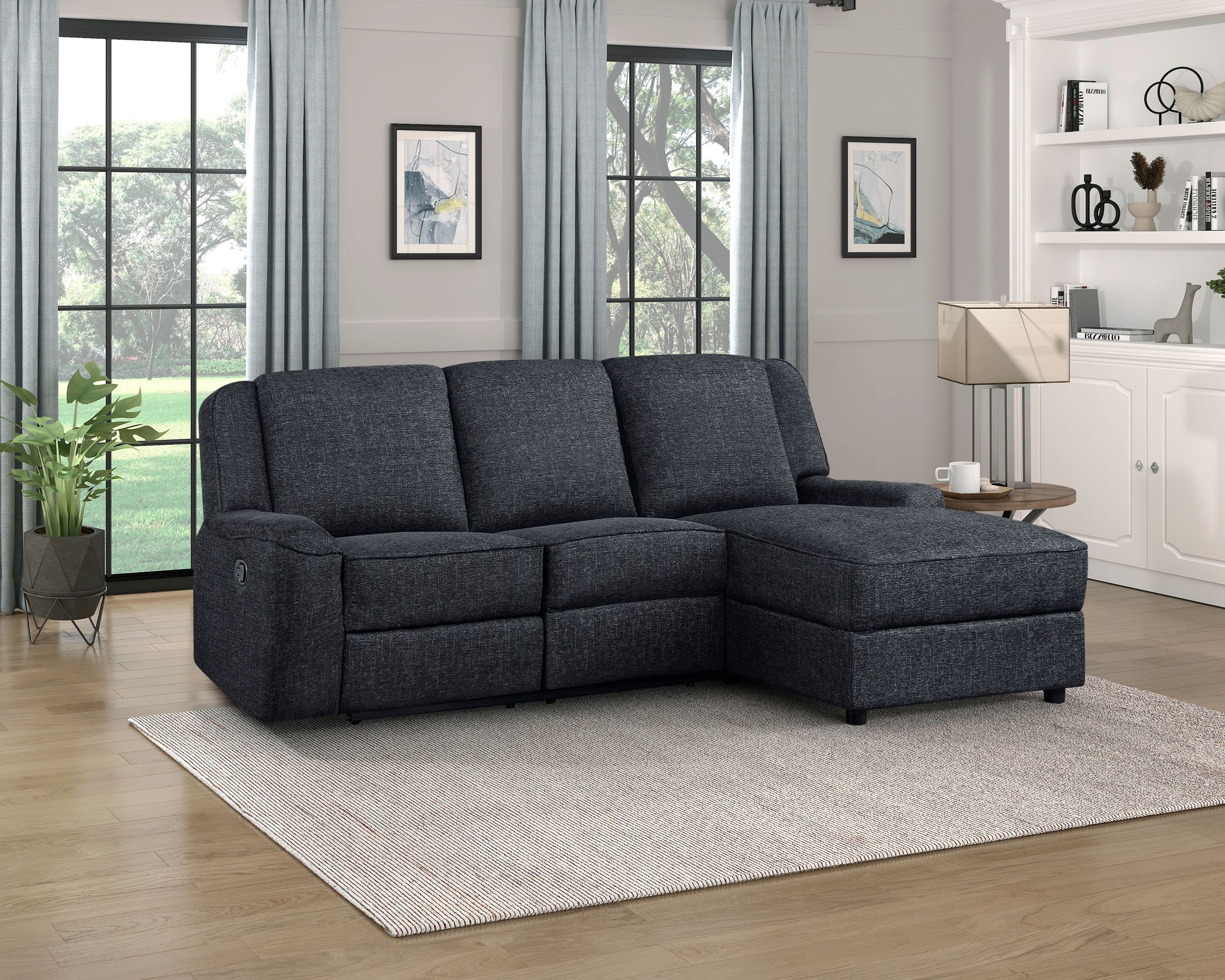 Monterey Chenille 2‑Piece Reclining Sectional with Right Chaise