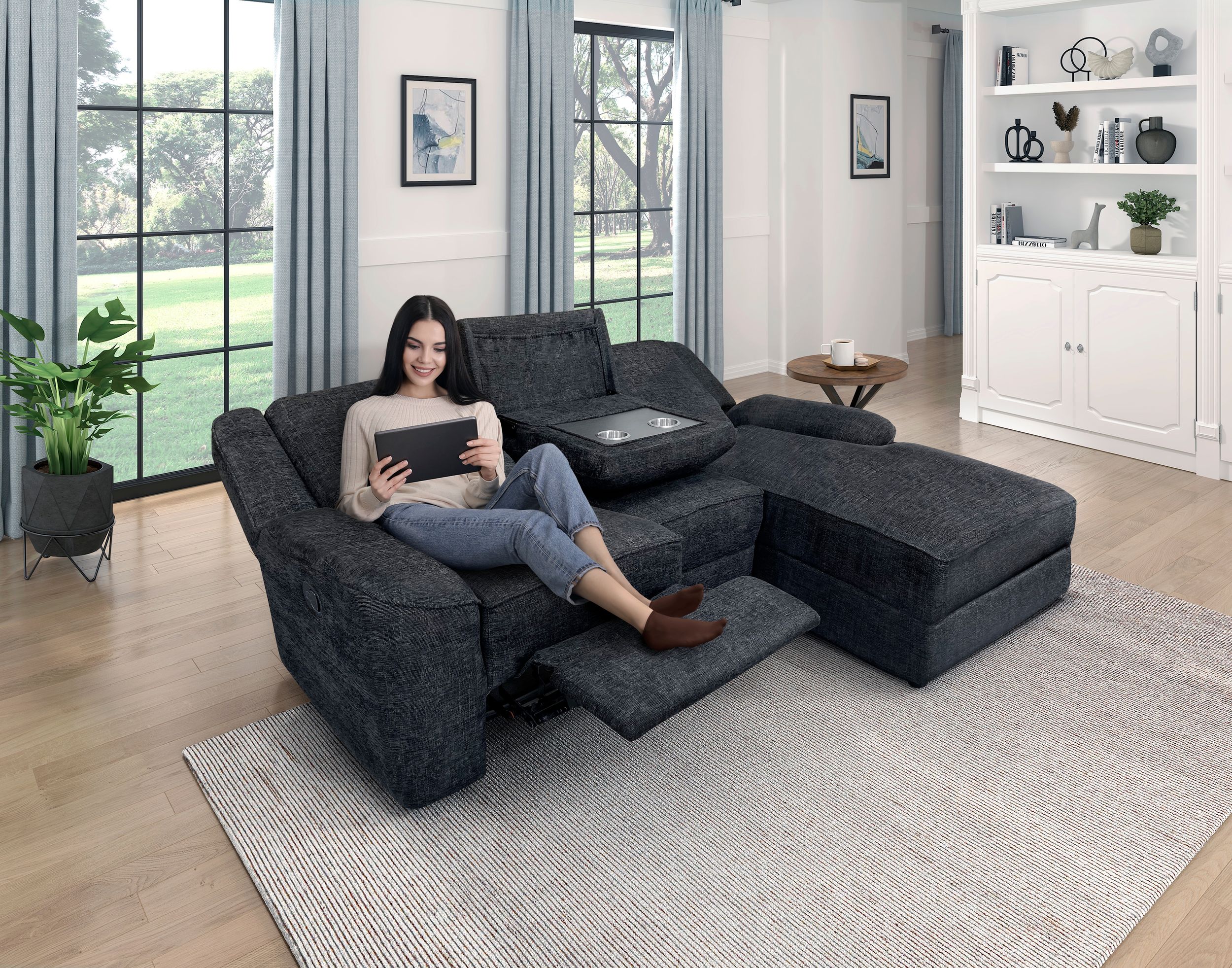 Monterey Chenille 2‑Piece Reclining Sectional with Right Chaise